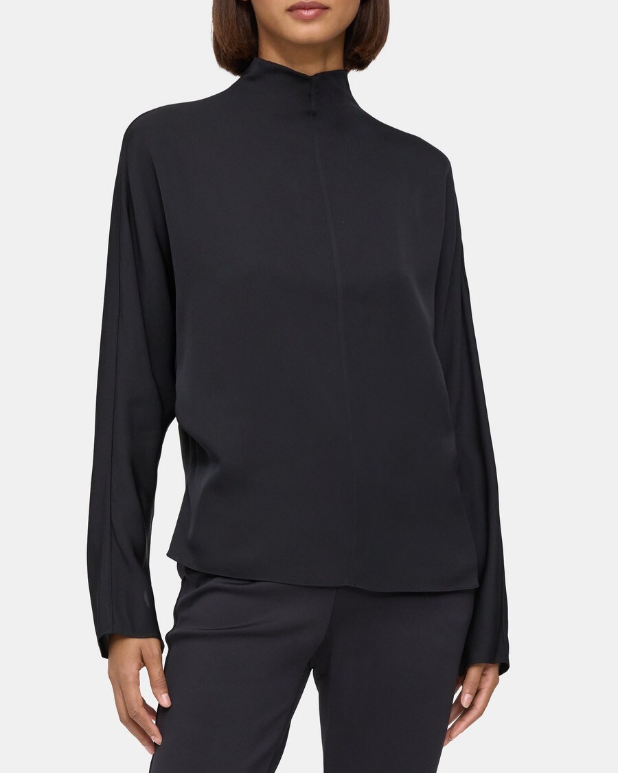 Silk Highneck Dolman Blouse | Theory Outlet