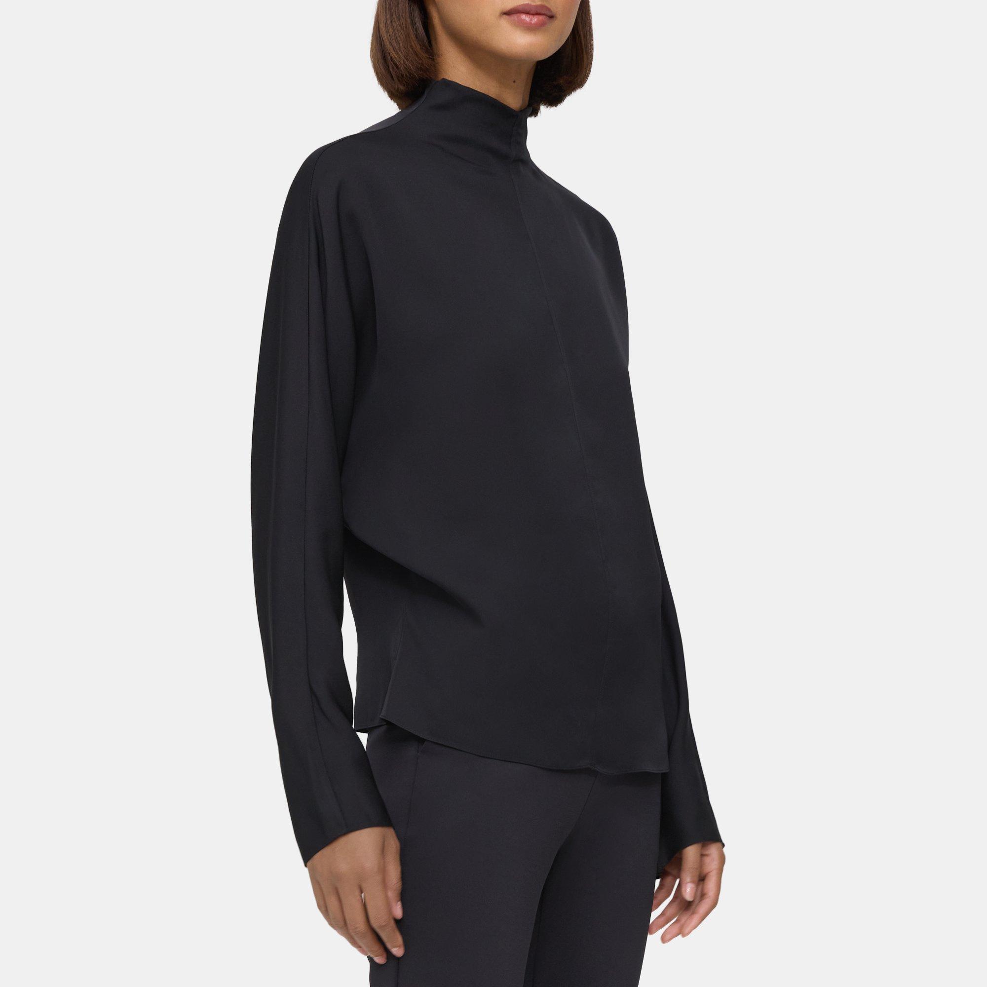 Silk Highneck Dolman Blouse | Theory Outlet