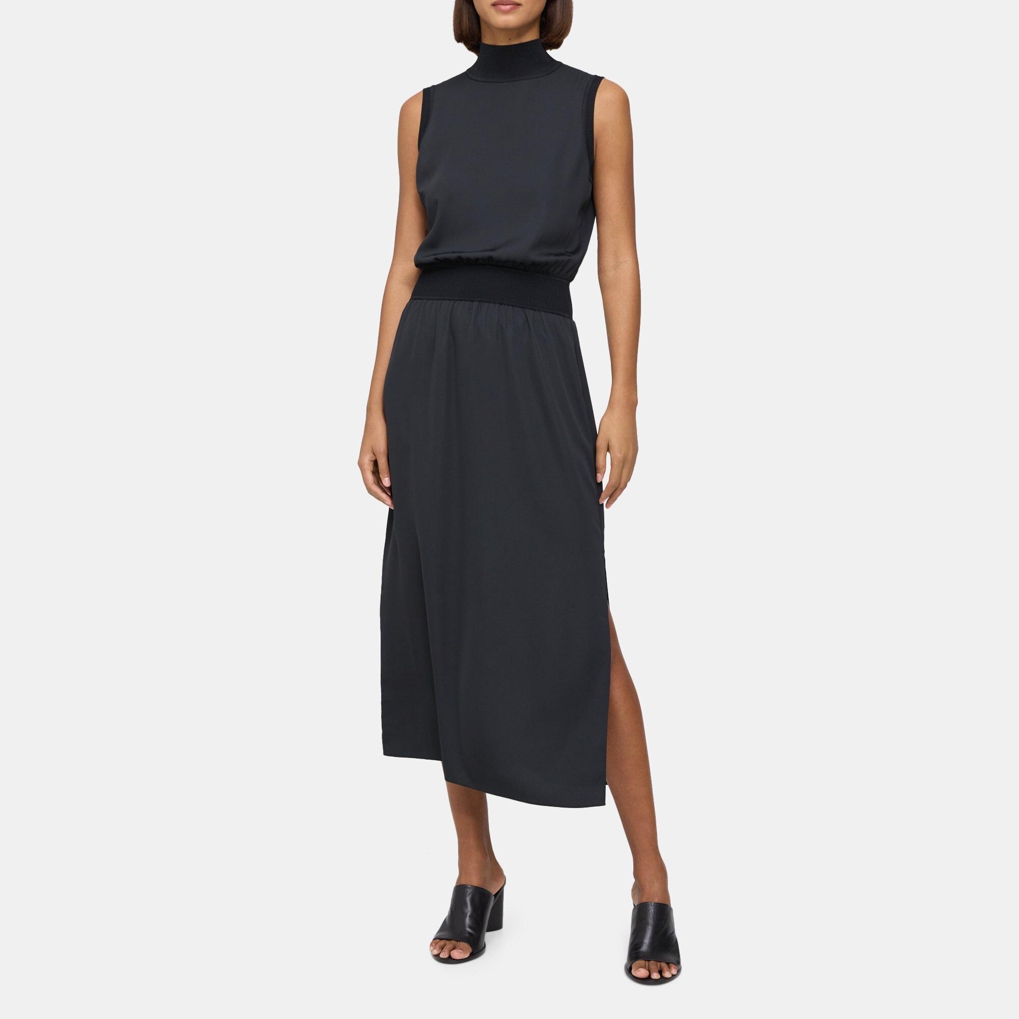 Crepe Viscose Sleeveless Dress | Theory Outlet