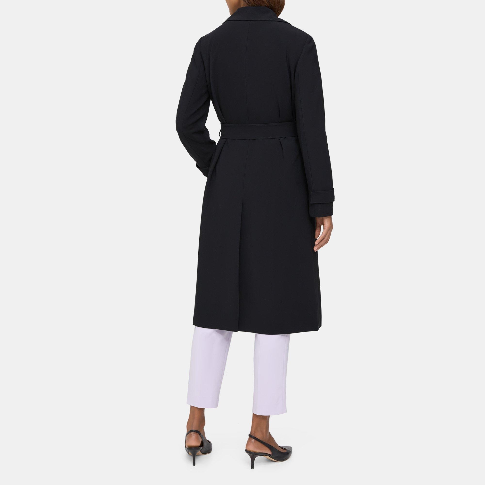 Crepe Relaxed Short Trench Coat | Theory Outlet