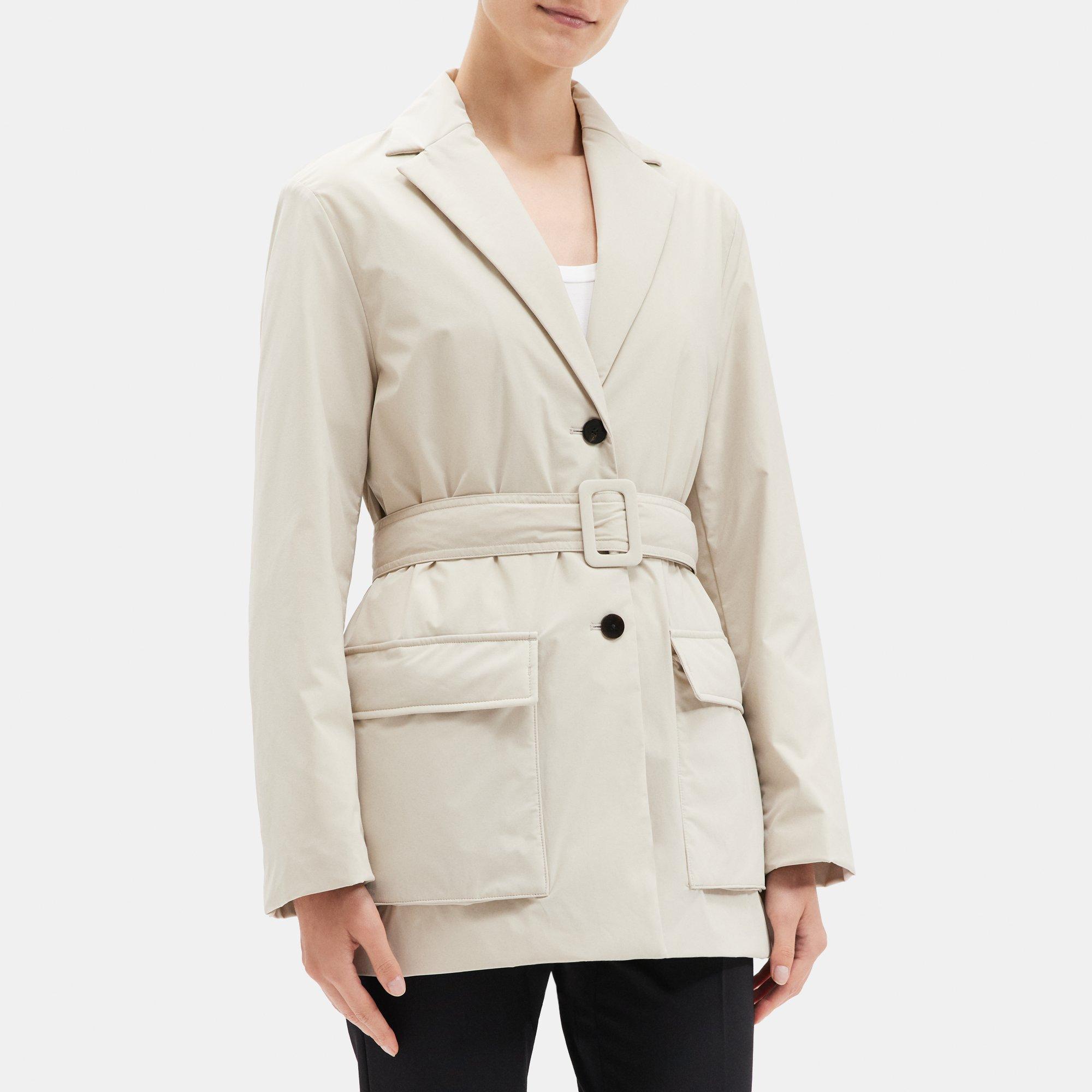 Paper Nylon Belted Puffer Blazer | Theory Outlet