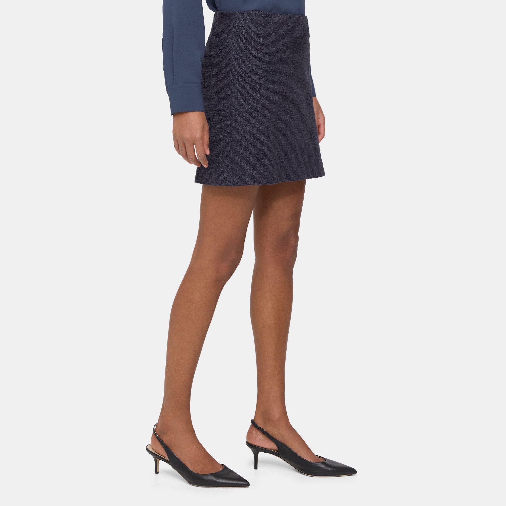 띠어리 스커트 Theory Mini Skirt in Stretch Tweed,NAVY