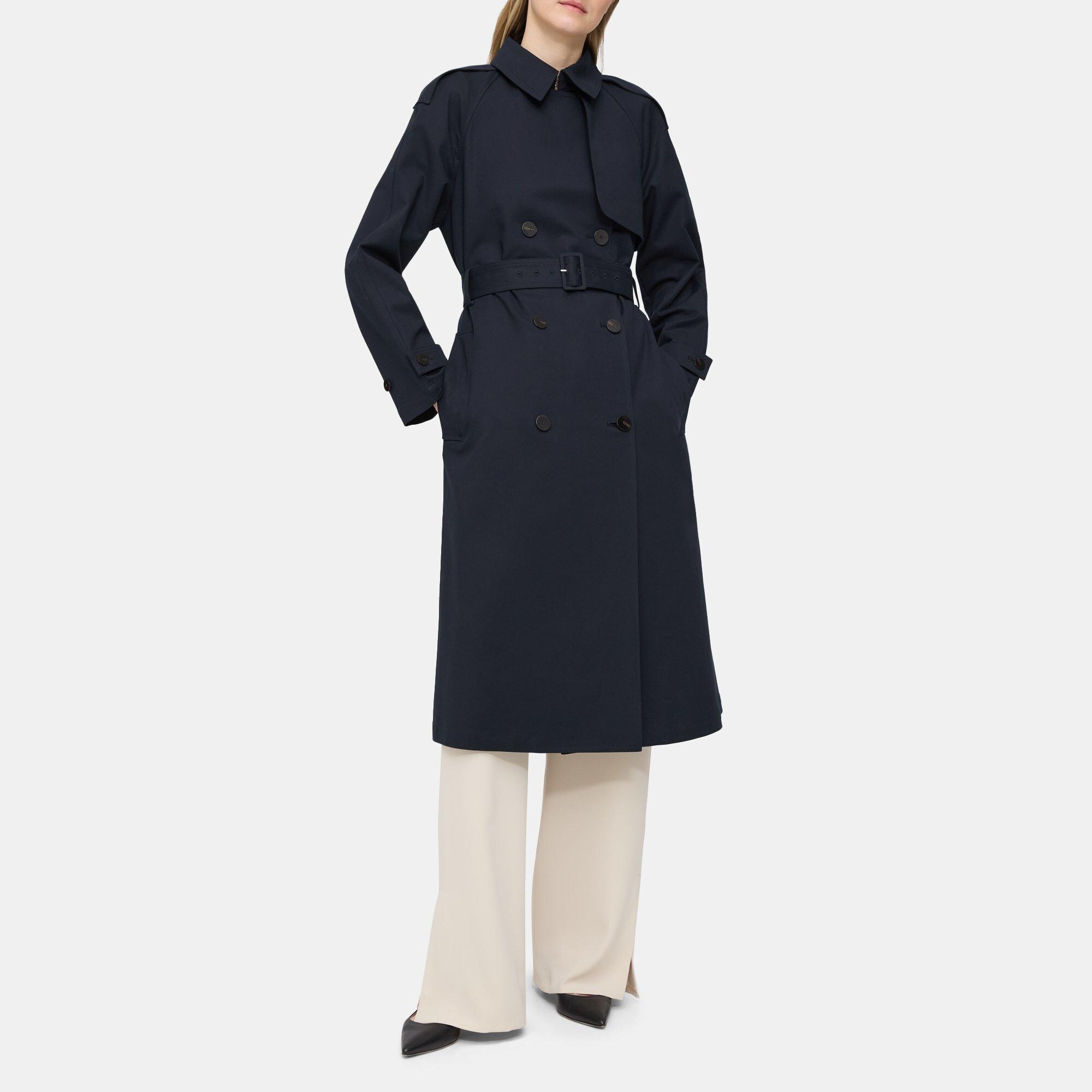 띠어리 트렌치 코트 Theory Double-Breasted Trench Coat In Stretch Cotton
