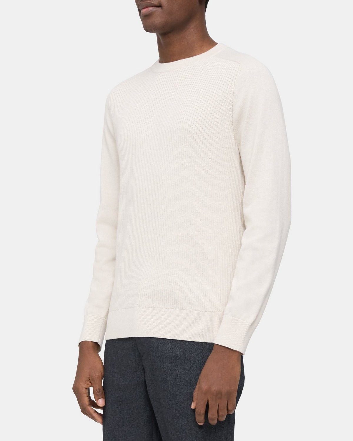 Ribbed Crewneck Sweater in Cotton-Cashmere