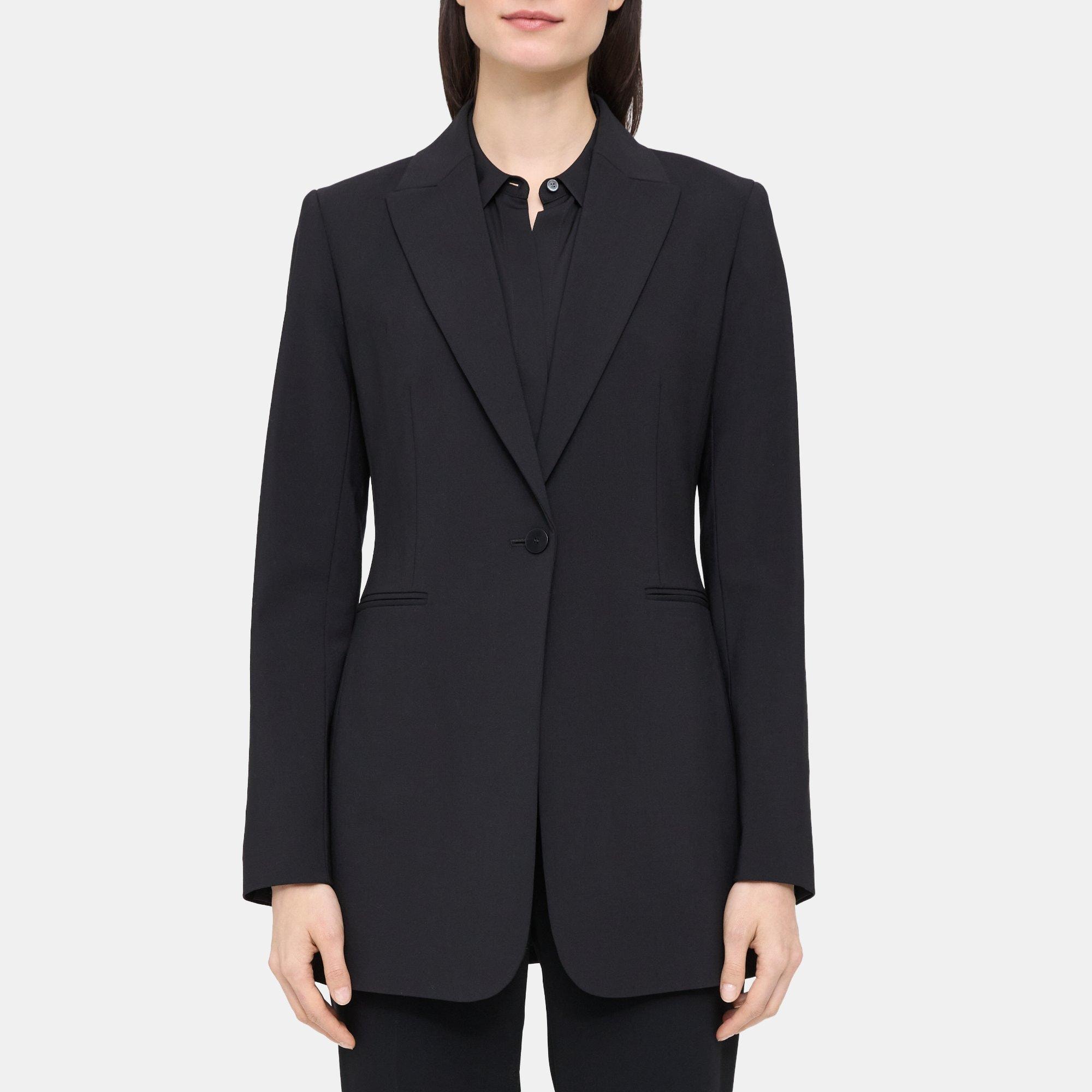 띠어리 Theory Power Jacket in Sevona Stretch Wool,BLACK