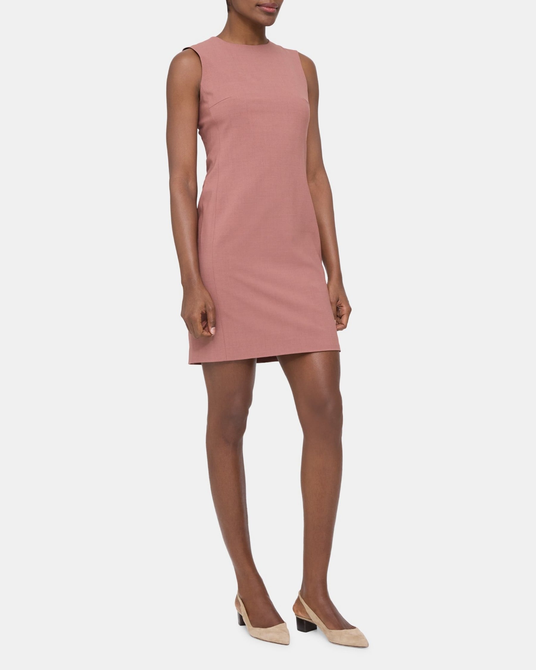 Sleeveless Fitted Dress in Sevona Stretch Wool