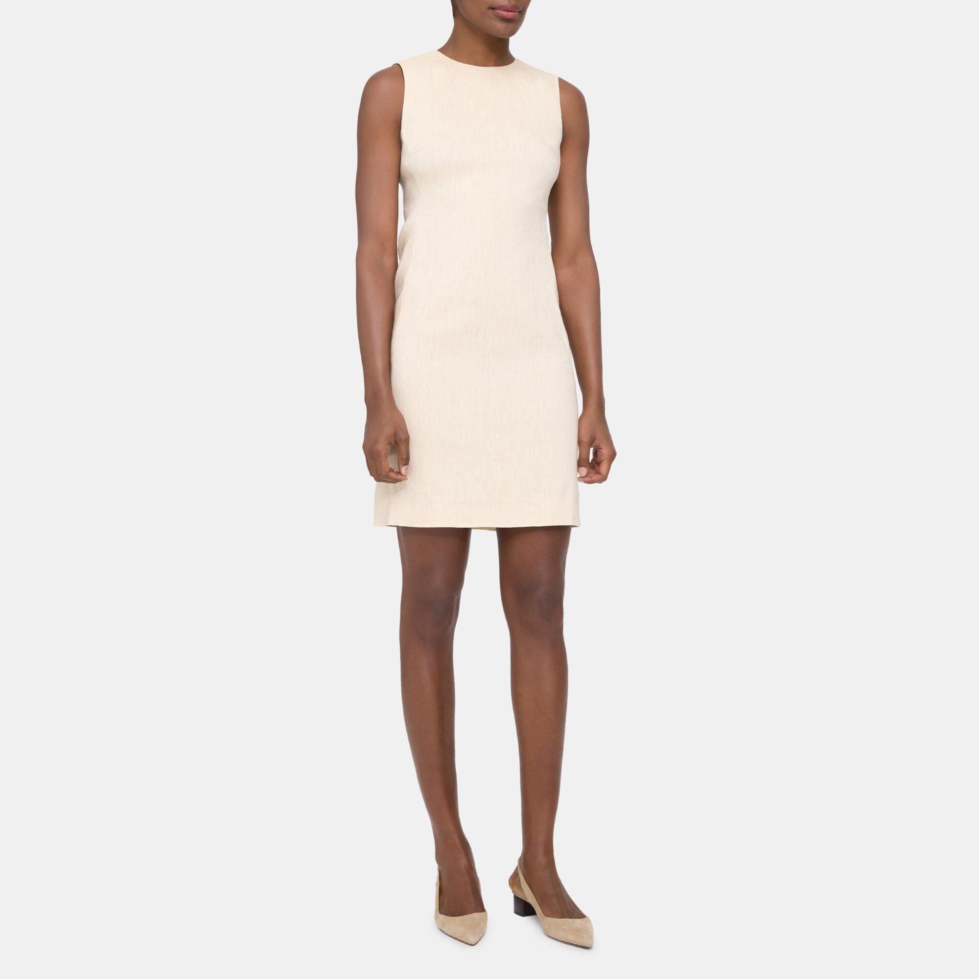 LinenBlend Mélange Sleeveless Fitted Dress Theory Outlet