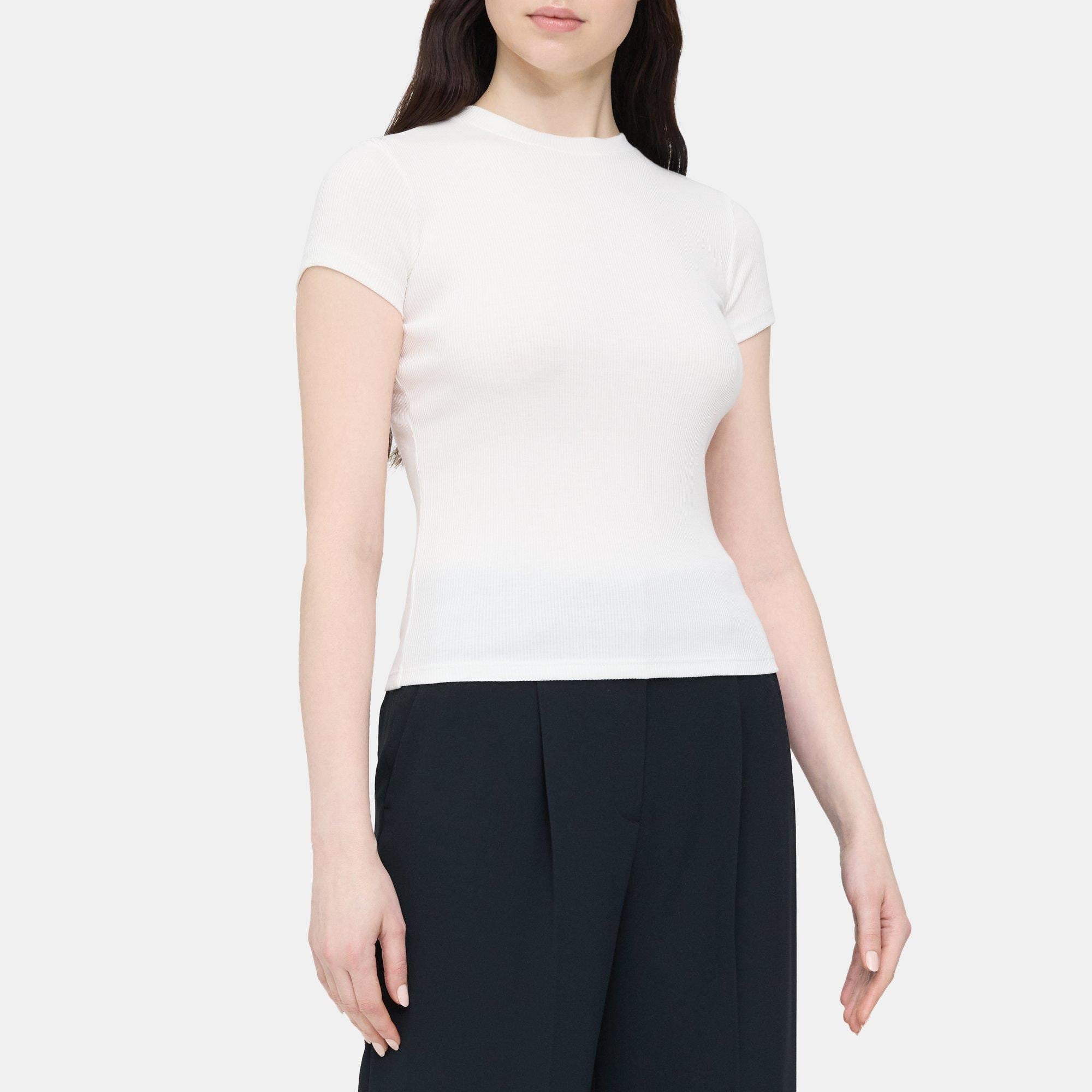 Theory Tiny Tee in Ribbed Modal Cotton