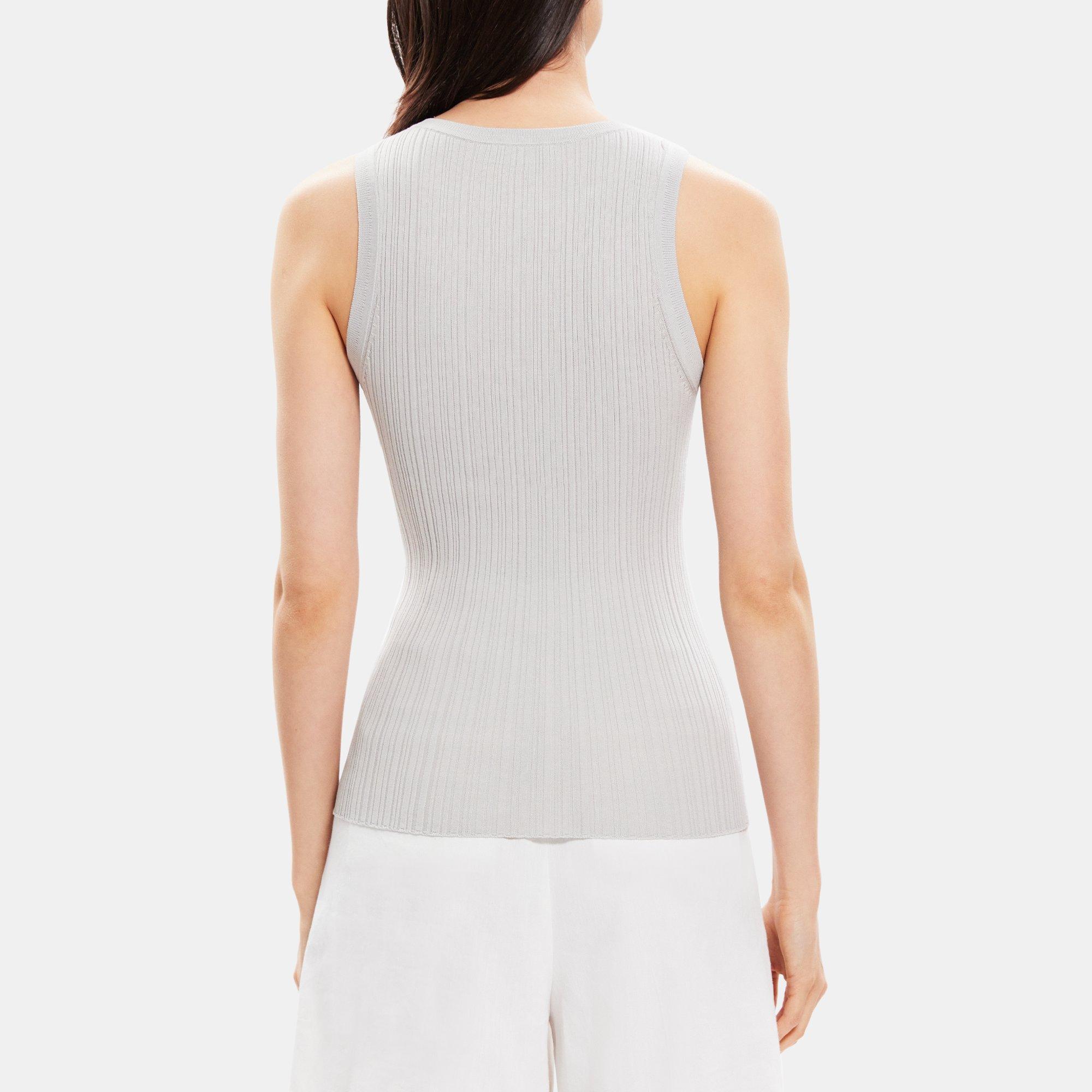 Cotton-Silk Ribbed Tank | Theory Outlet
