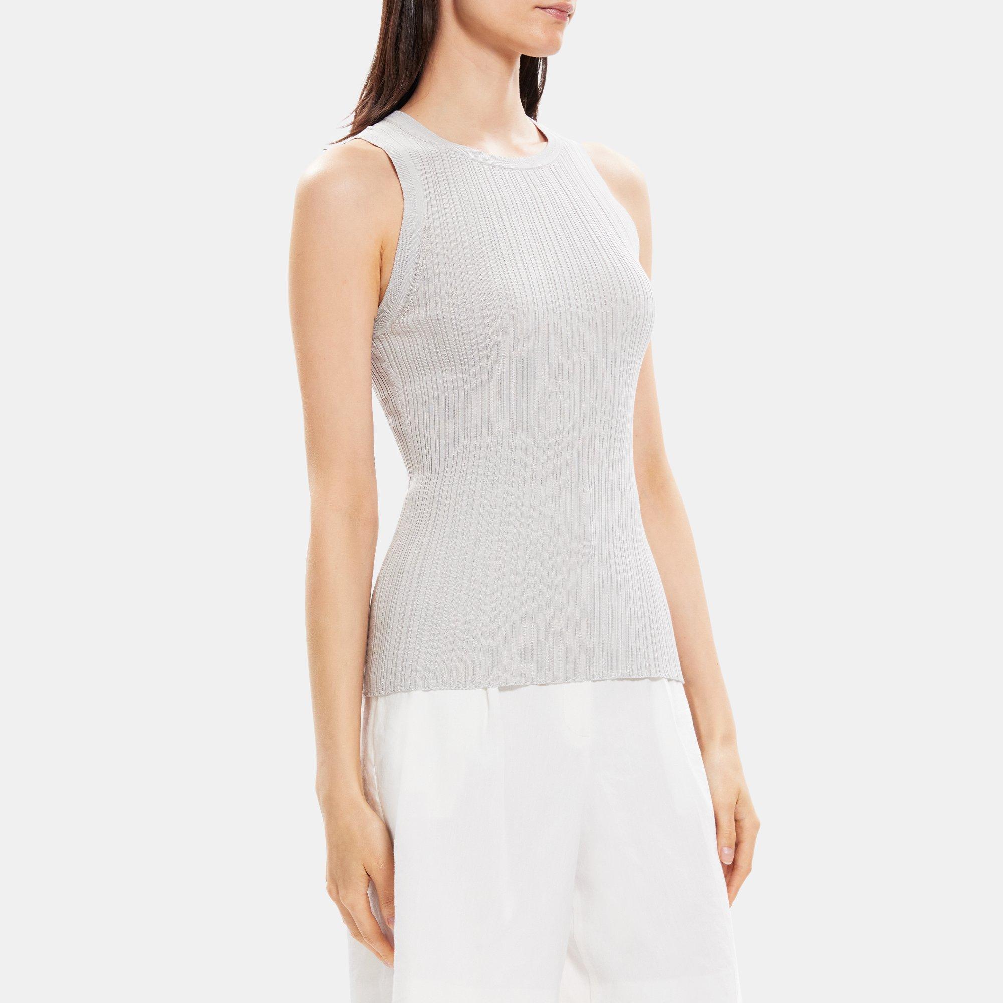 Cotton-Silk Ribbed Tank | Theory Outlet