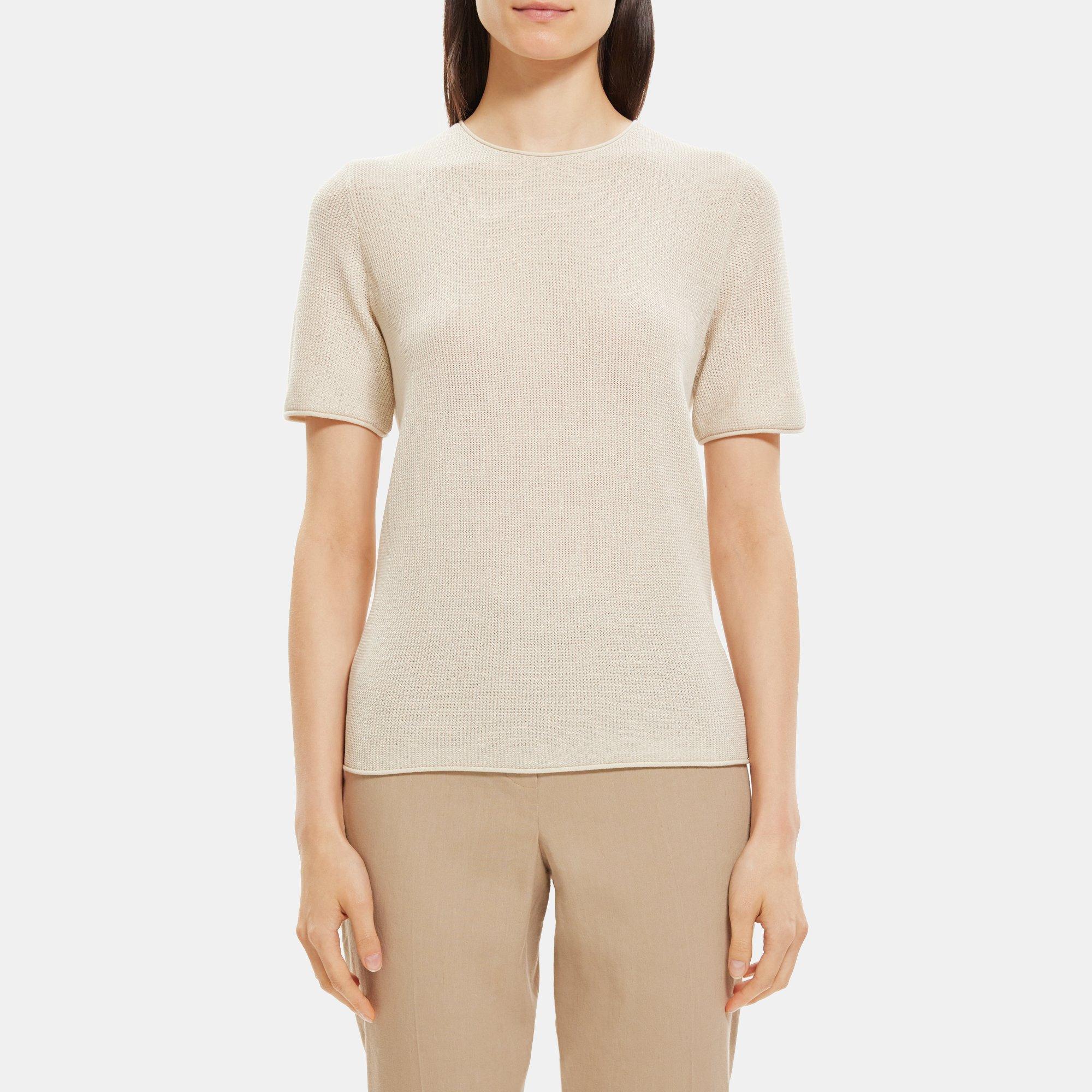 Short Sleeve Sweater in Cotton Silk