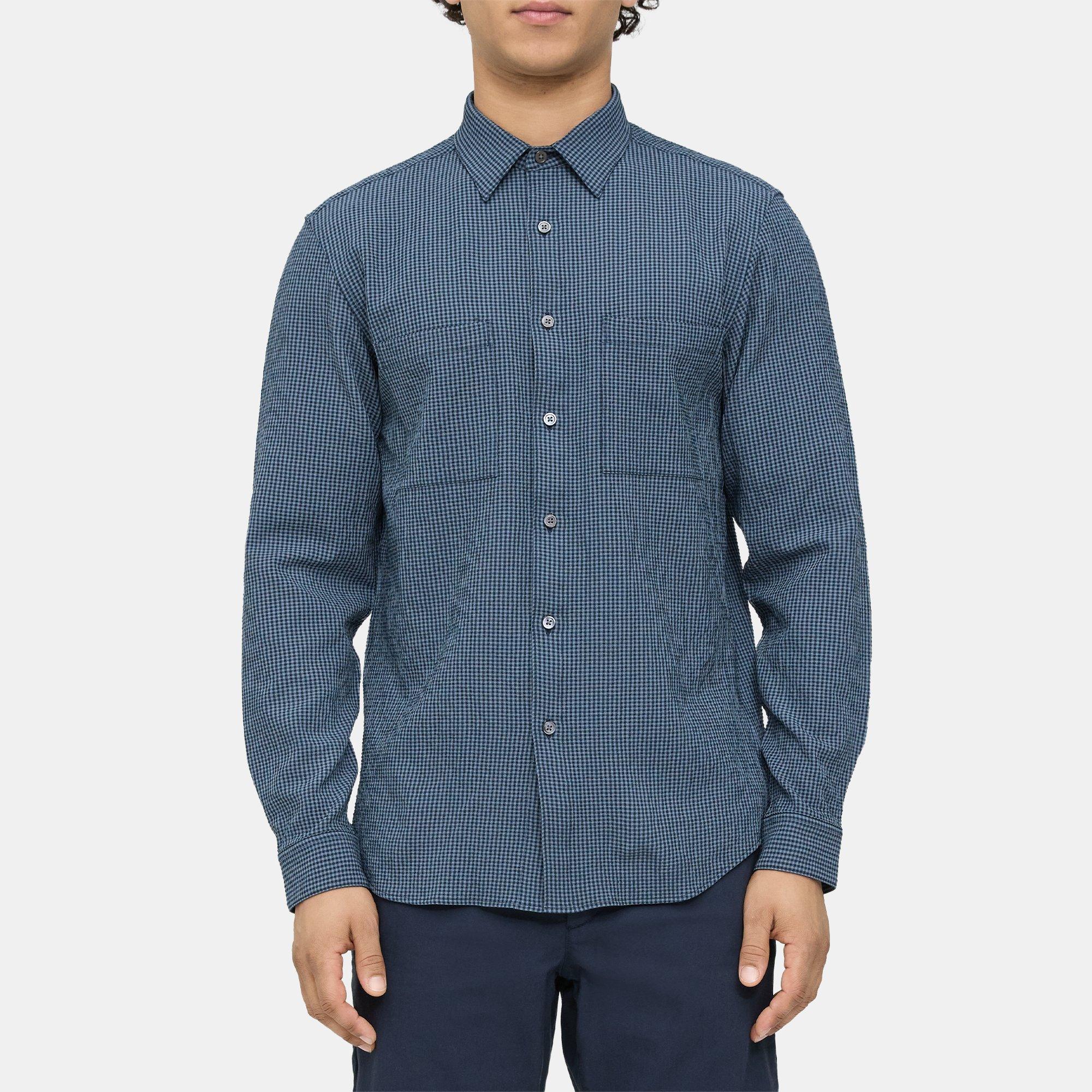 띠어리 Theory Standard-Fit Shirt in Gingham Seersucker,BERING MULTI