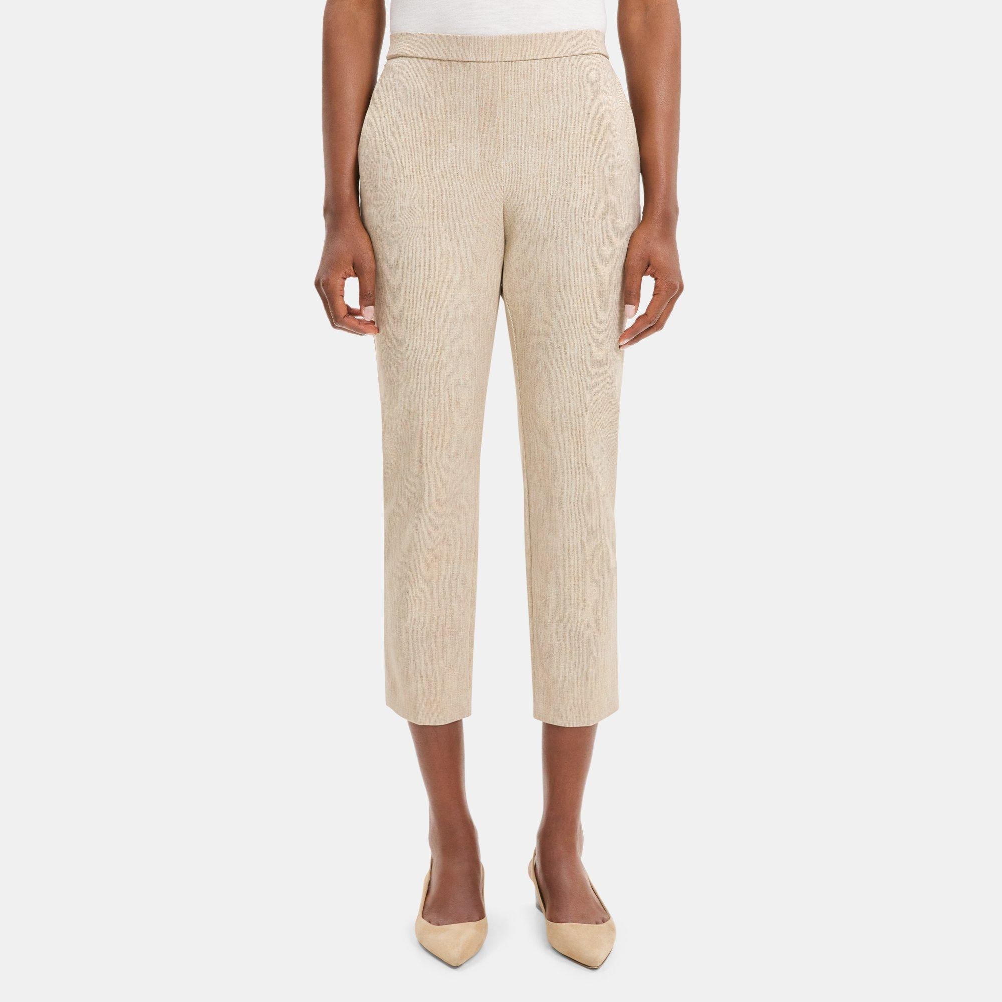 Theory Slim Cropped Pull-On Pant in Knit Ponte