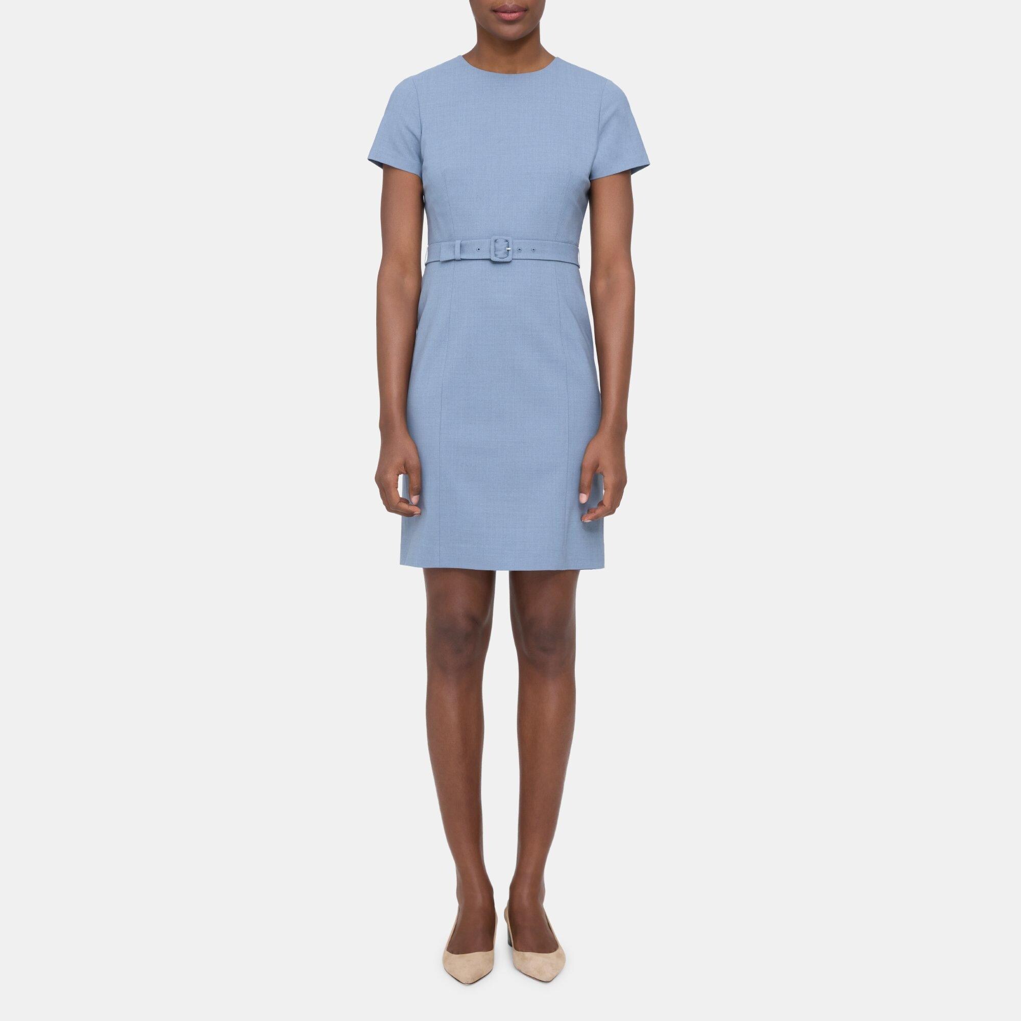 Sevona Stretch Wool Belted Sheath Dress | Theory Outlet