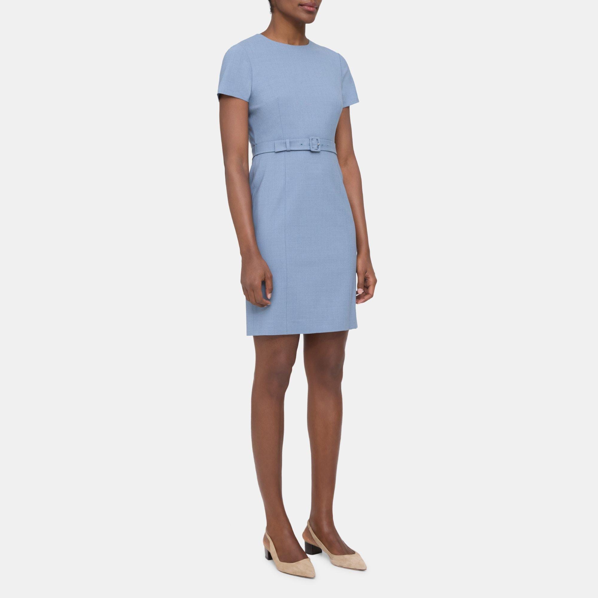 Sevona Stretch Wool Belted Sheath Dress