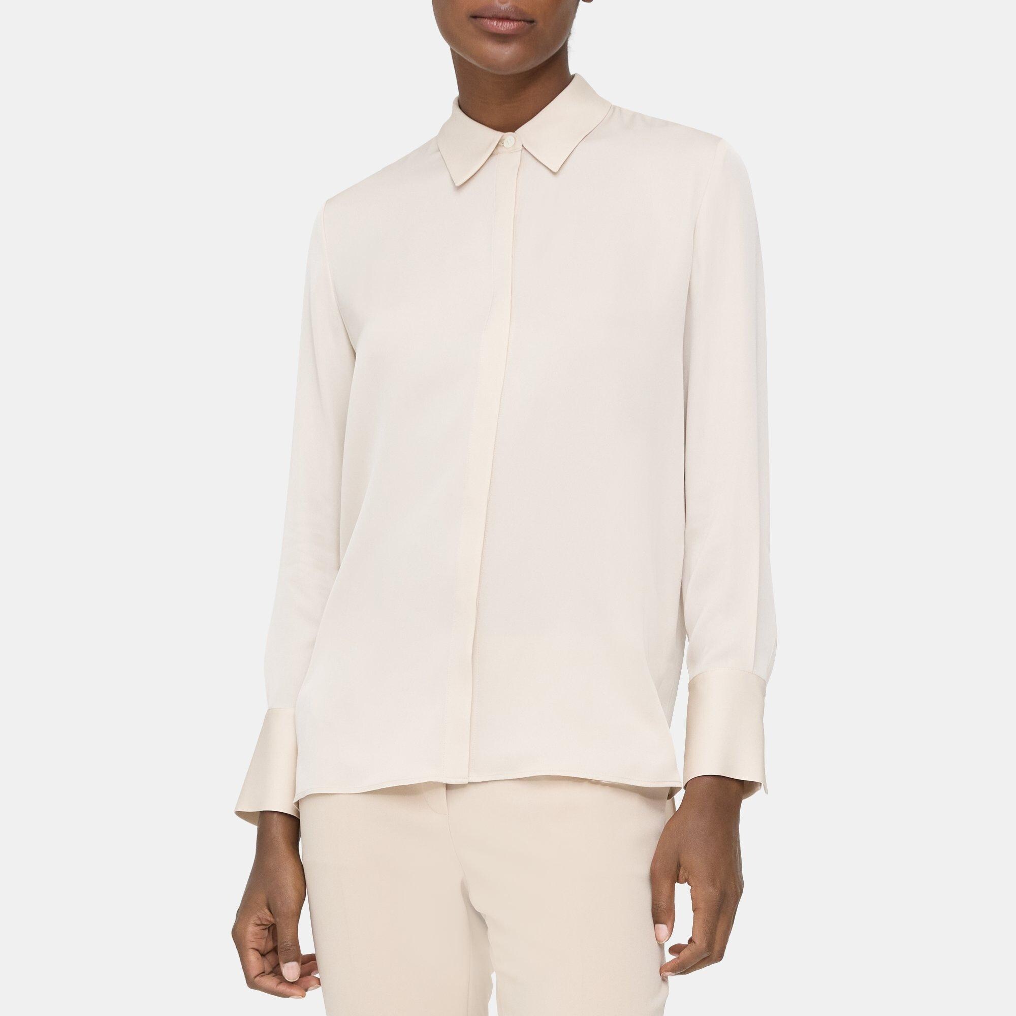 Silk Georgette Relaxed Shirt | Theory Outlet