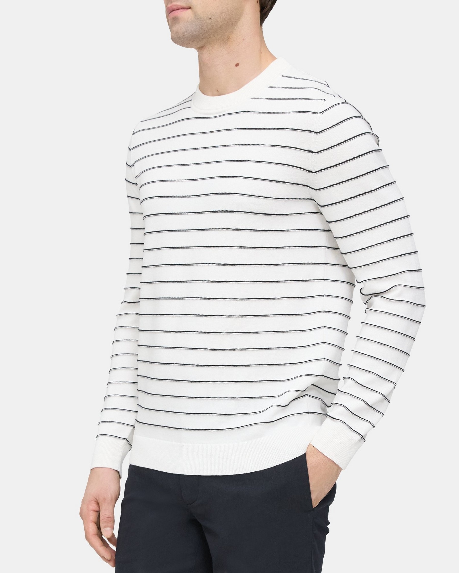Crewneck Sweater in Striped Organic Cotton