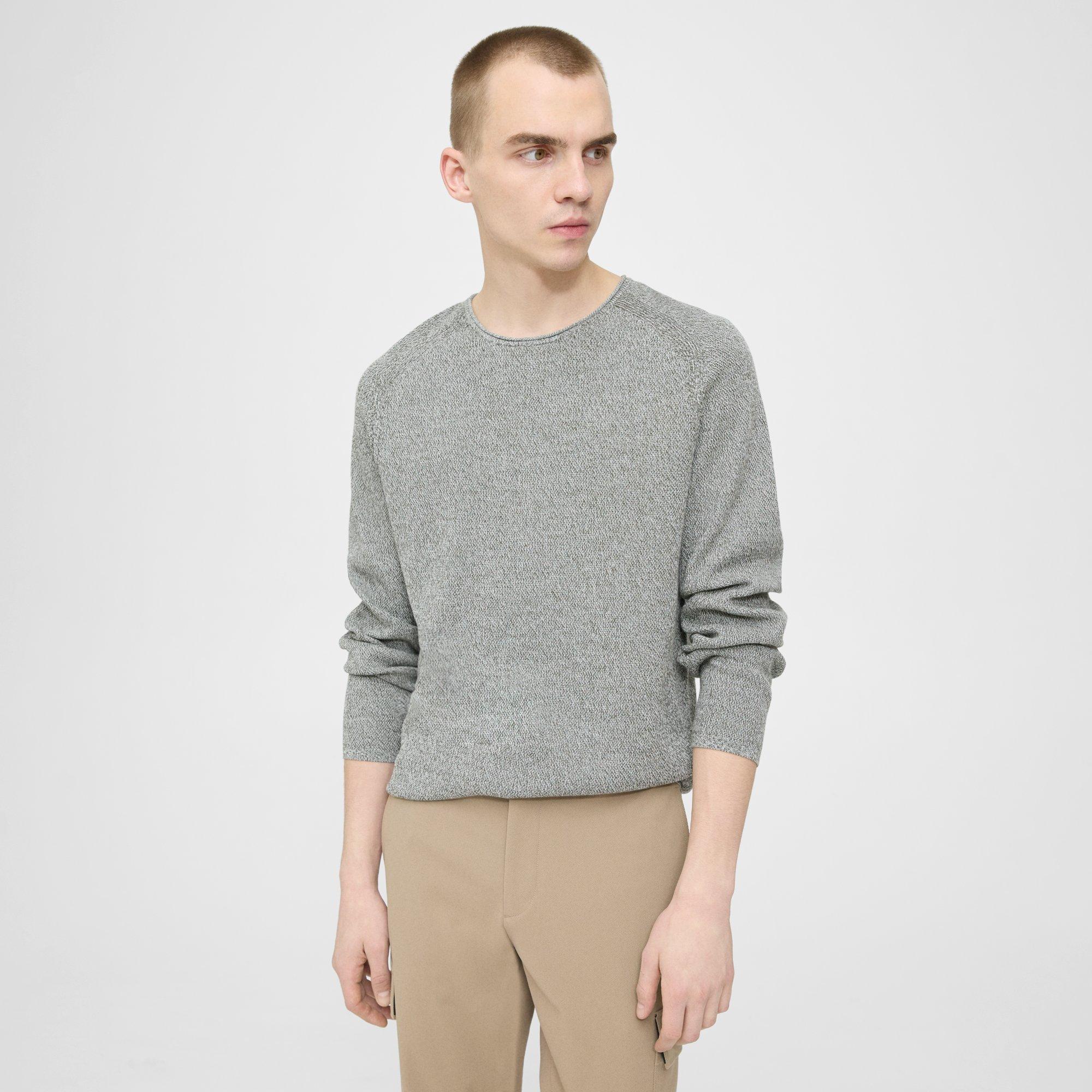 띠어리 Theory Nare Sweater in Cotton,DARK OLIVE/IVORY