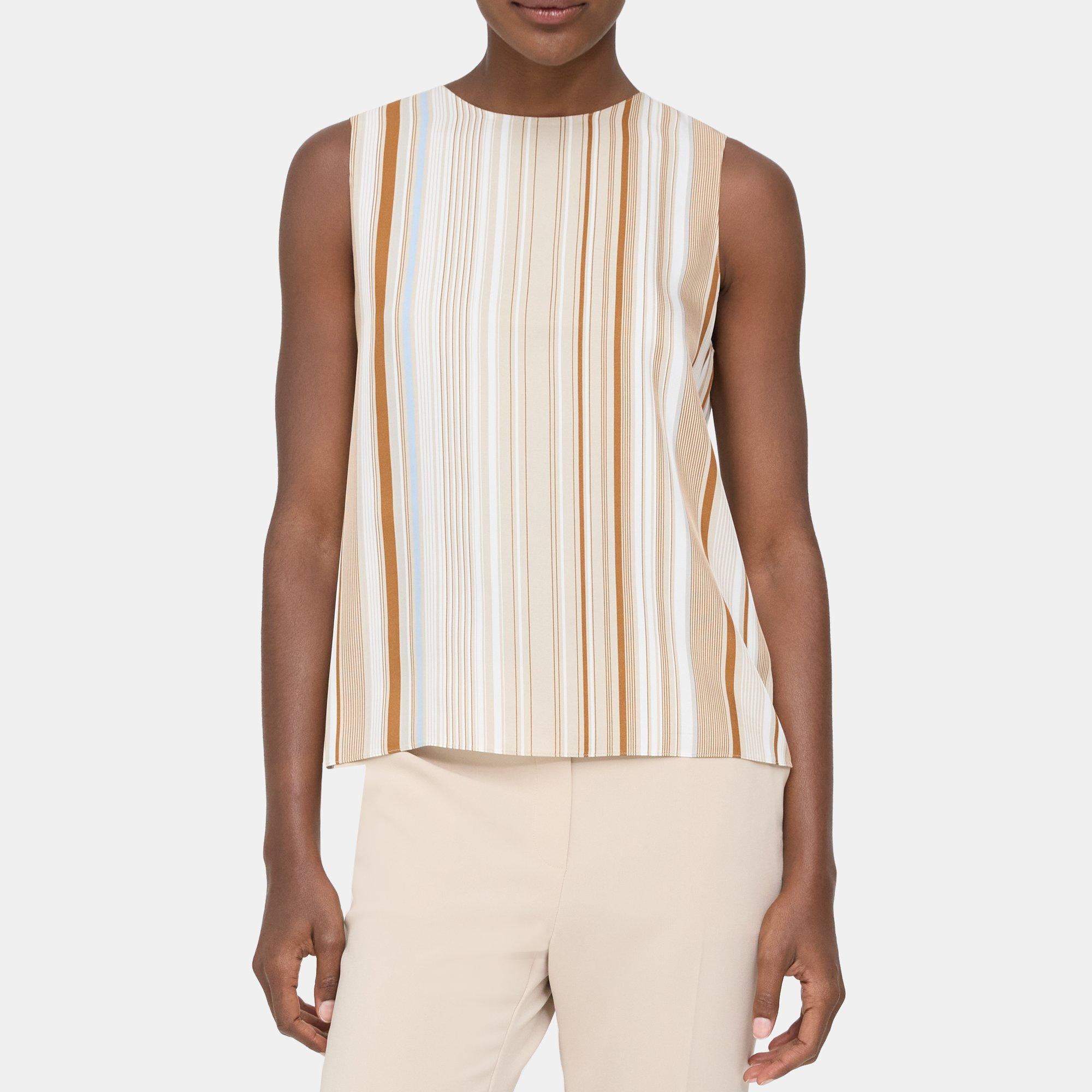 띠어리 Theory Straight Shell Top in Striped Twill,MULTI