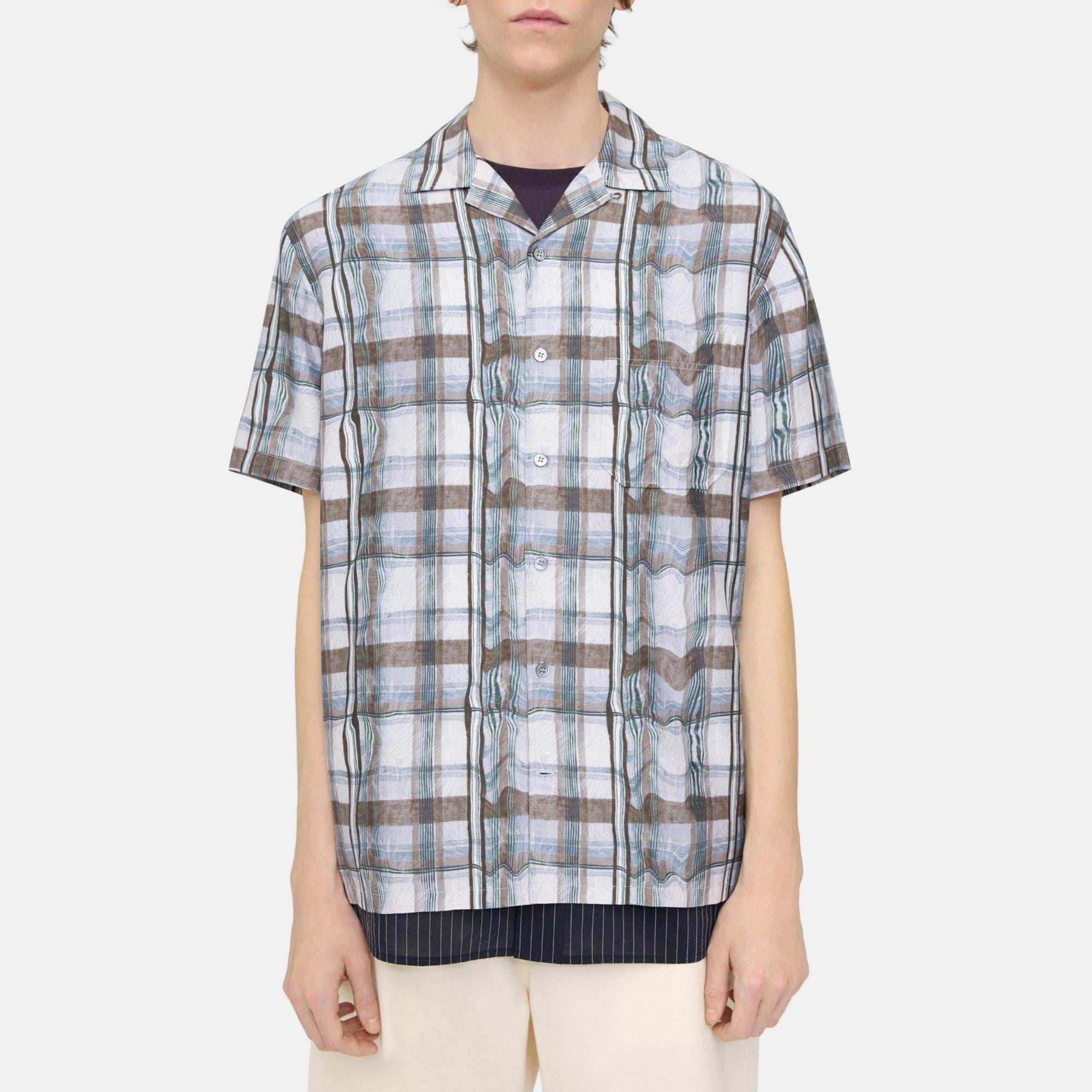 Theory Camp Shirt in Feather Check
