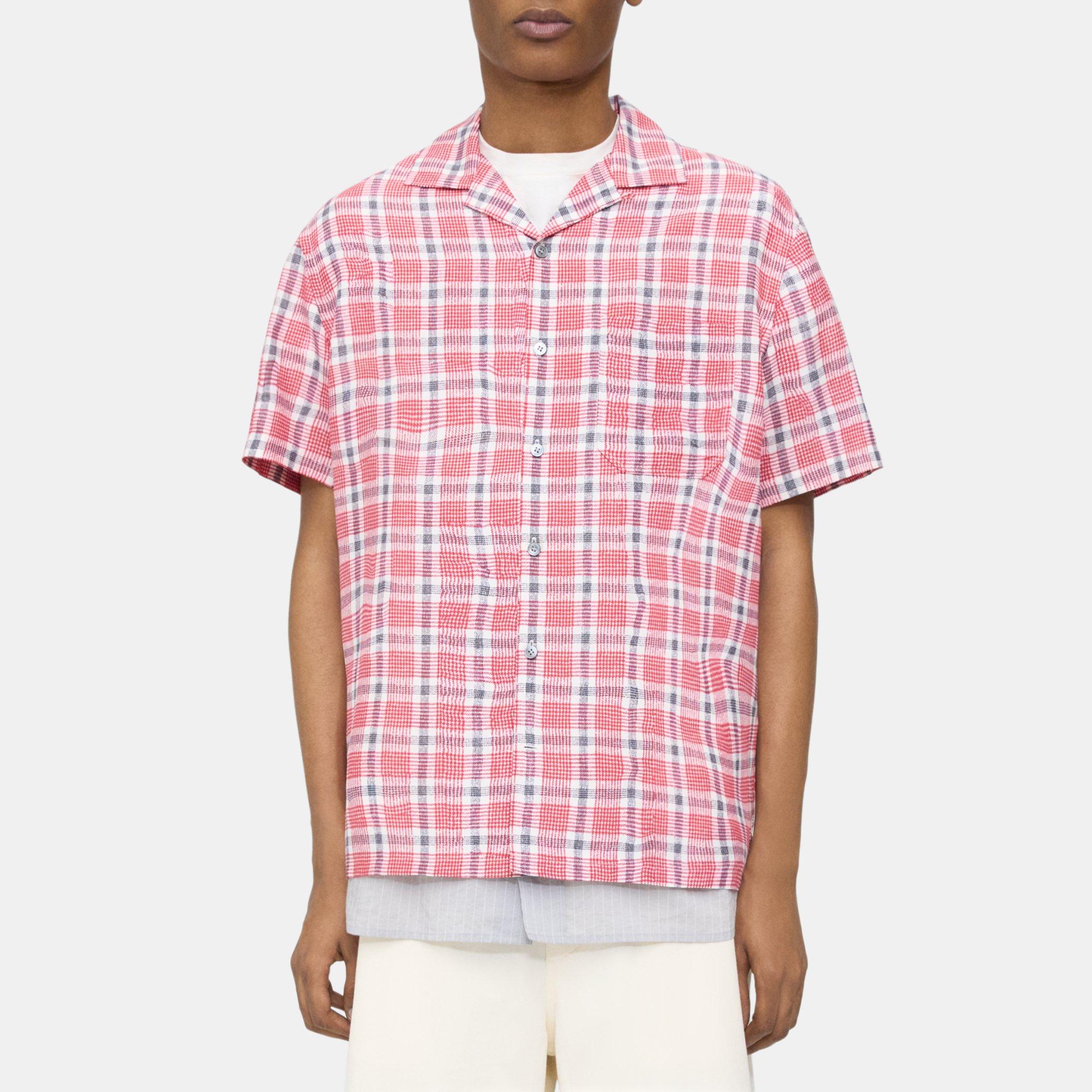 Theory Camp Shirt in Wrinkle Check