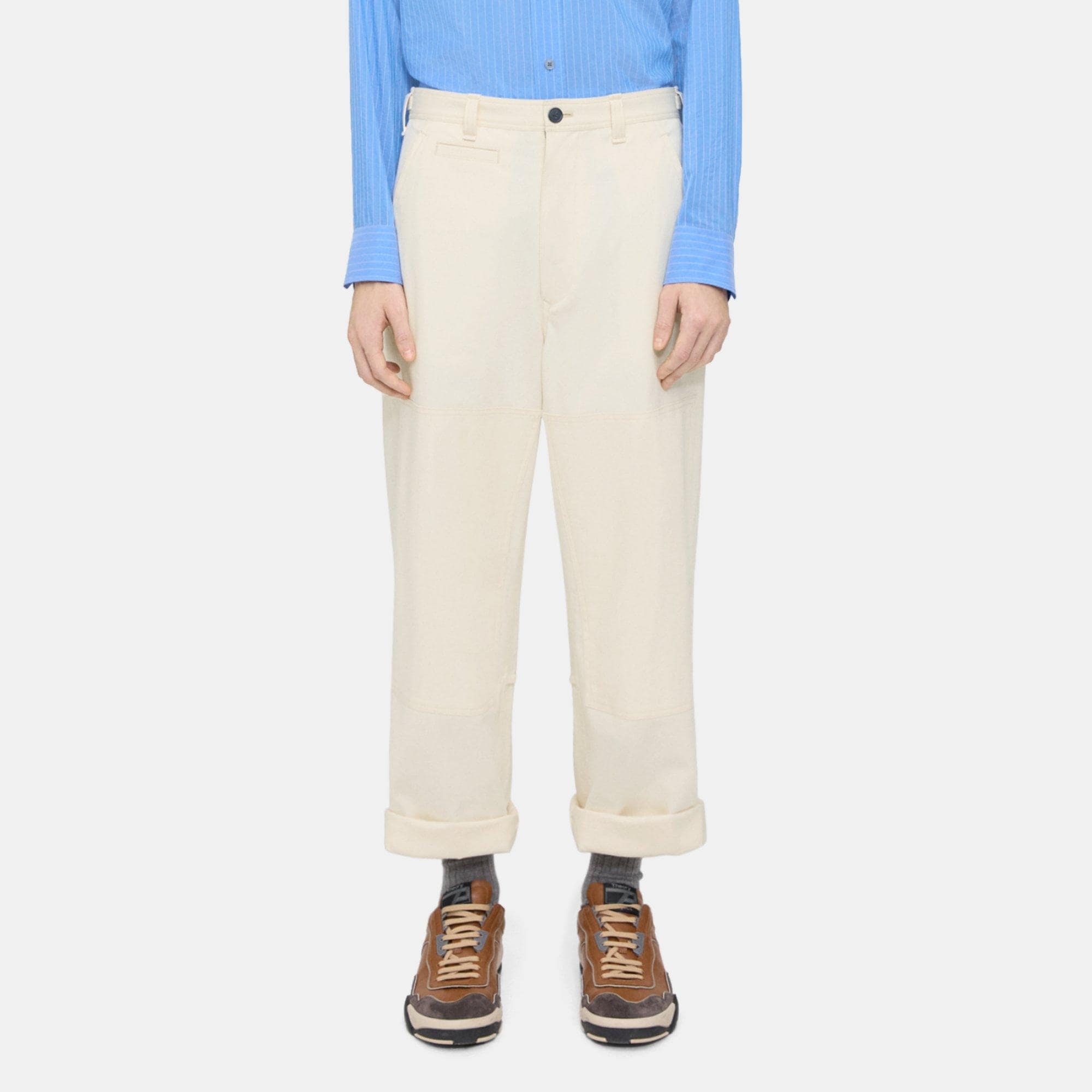 Theory Wide-Leg Pant in Cotton Twill