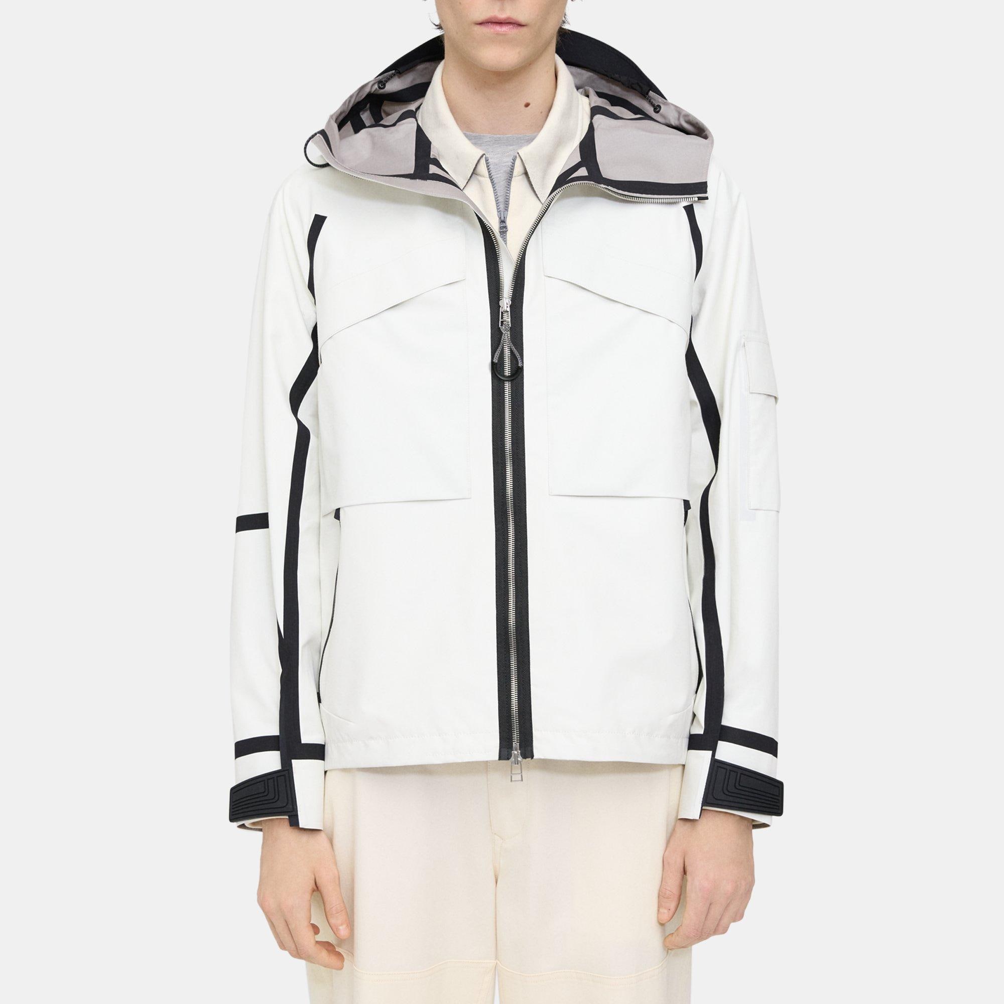 띠어리 Theory Hooded Jacket in Backed Cotton,IVORY