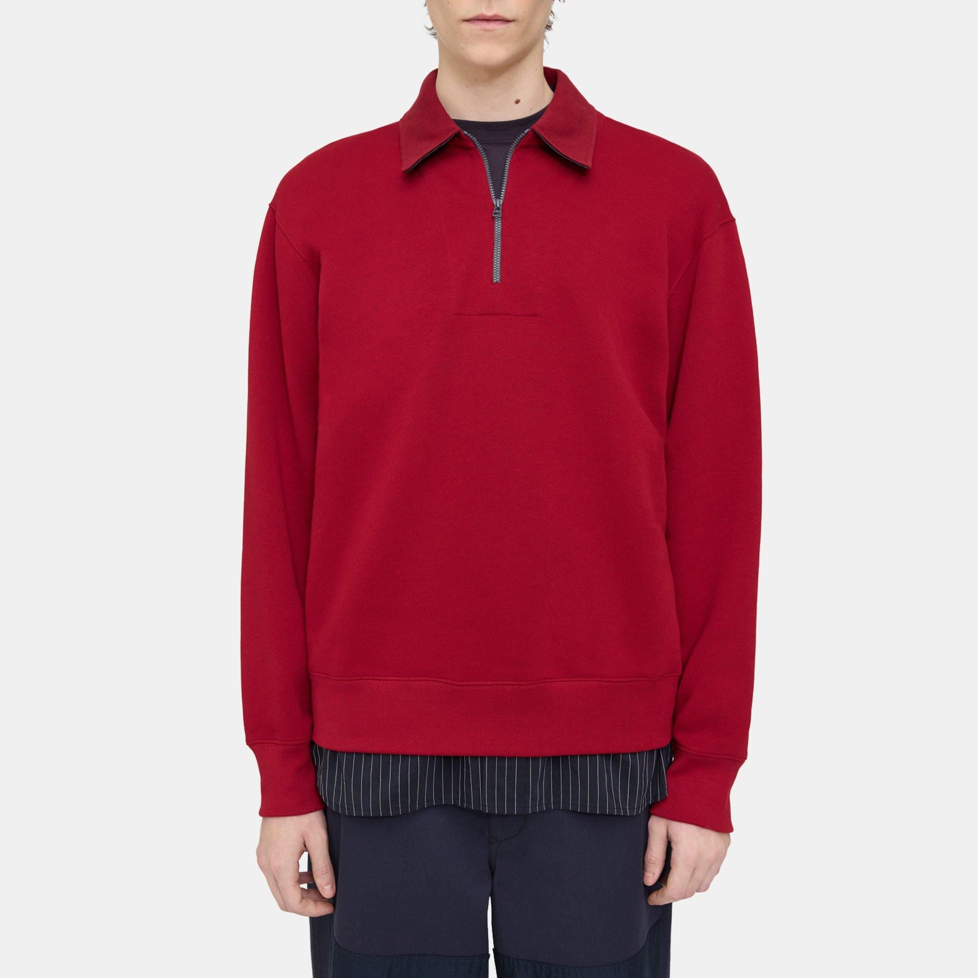 Theory Quarter-Zip Polo Sweater in Terry Cotton