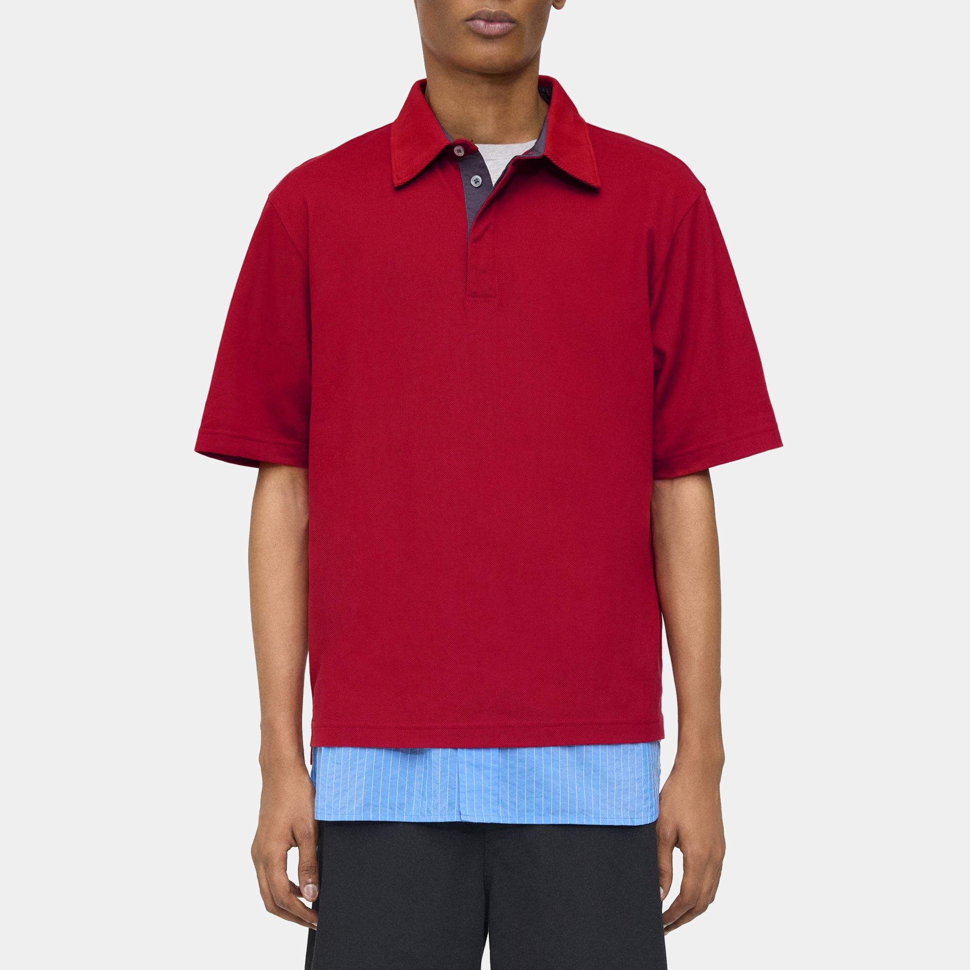 띠어리 Theory Polo in Cotton Pique,RUBY