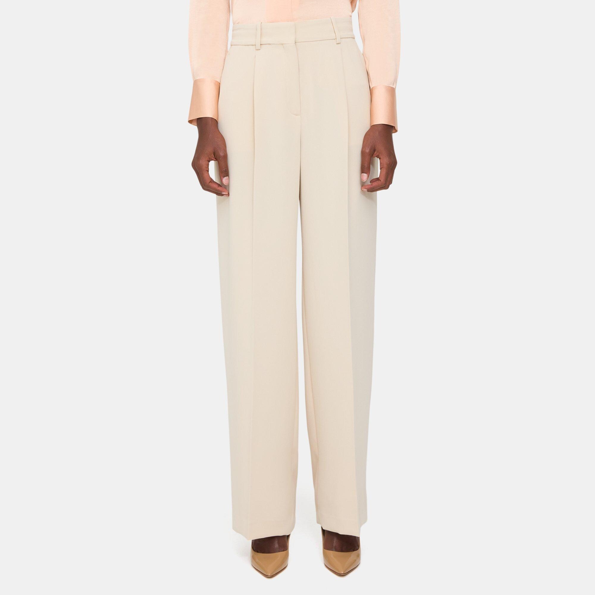 Crepe High-Waist Wide-Leg Pant | Theory Outlet