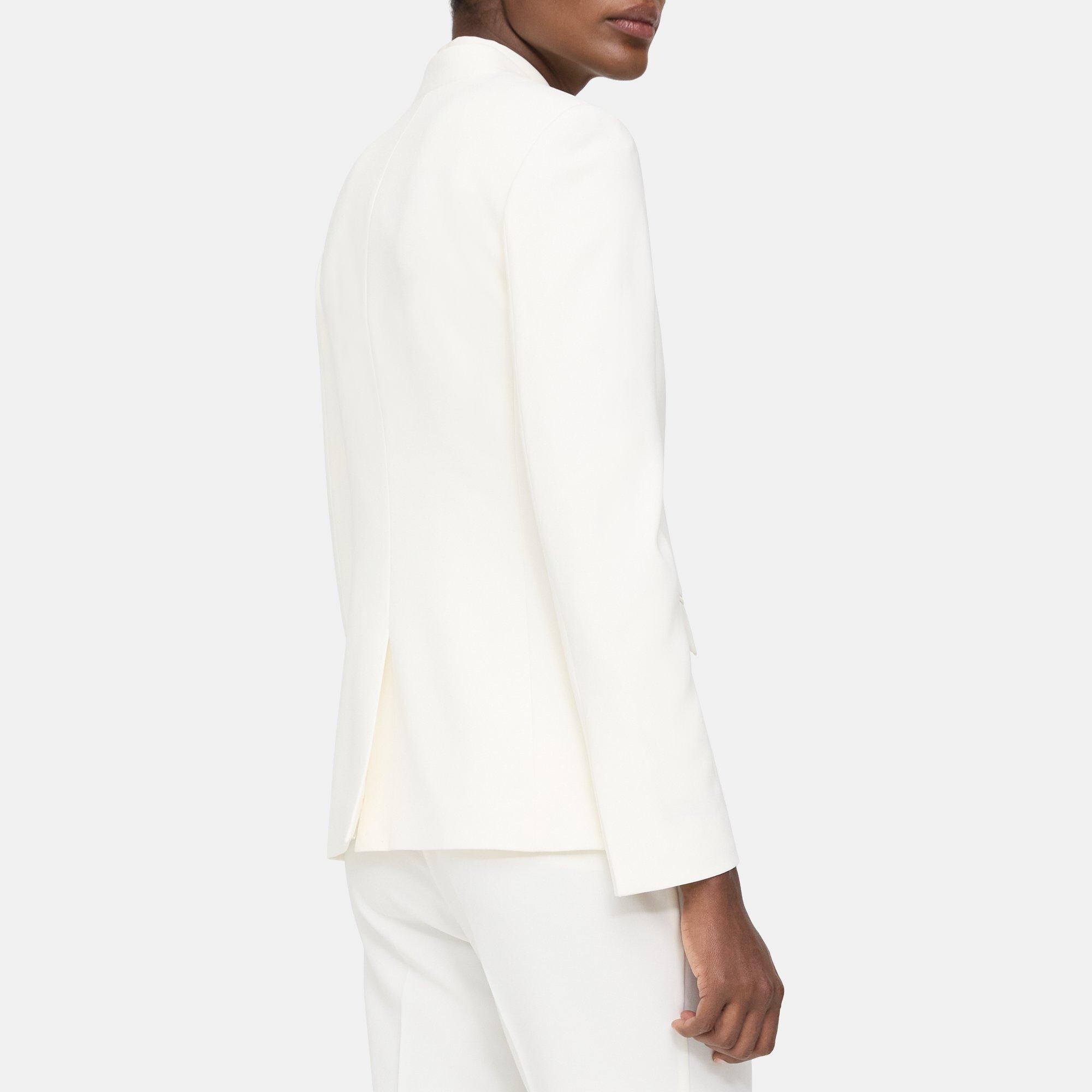 Crepe Collarless Staple Jacket | Theory Outlet