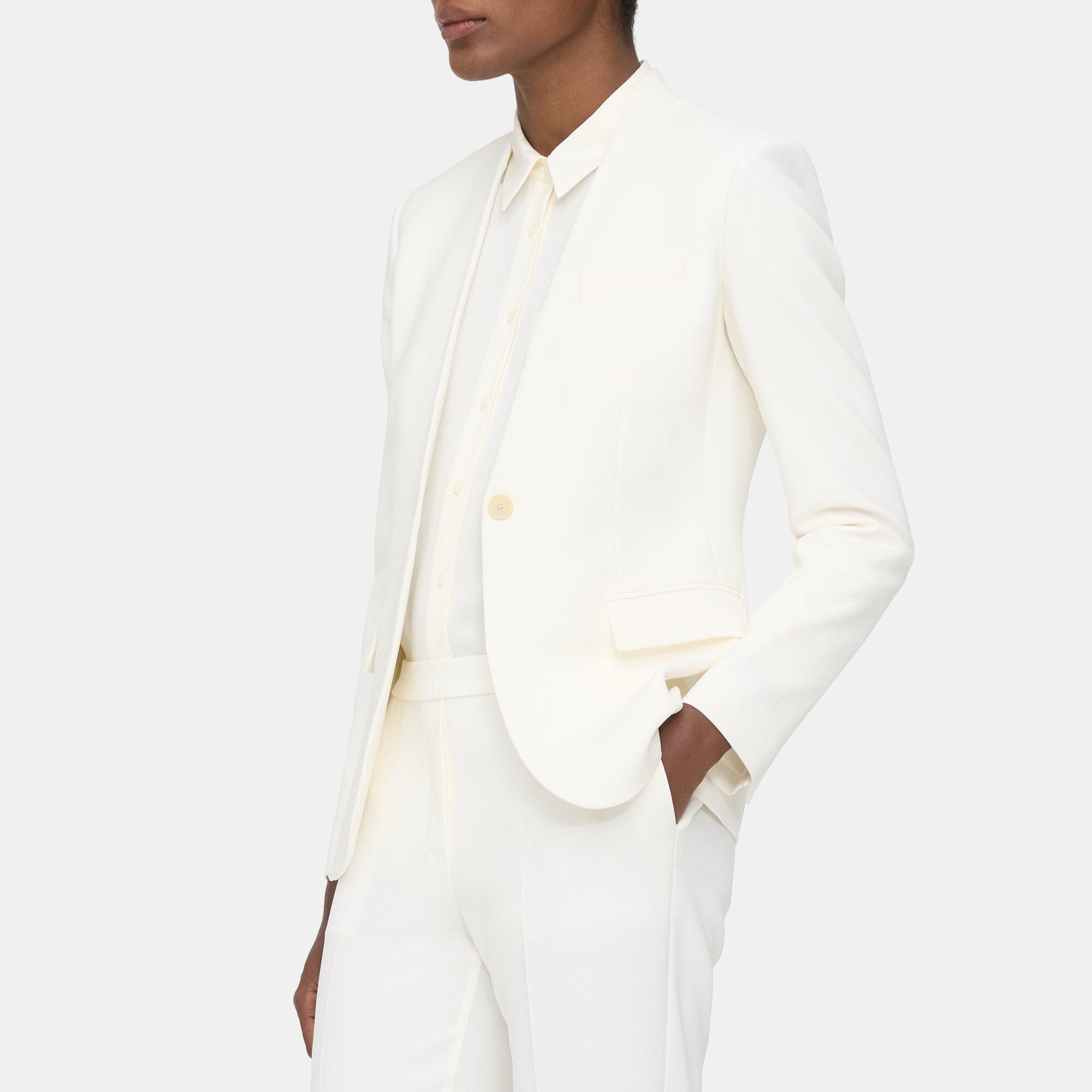 Crepe Collarless Staple Jacket | Theory Outlet