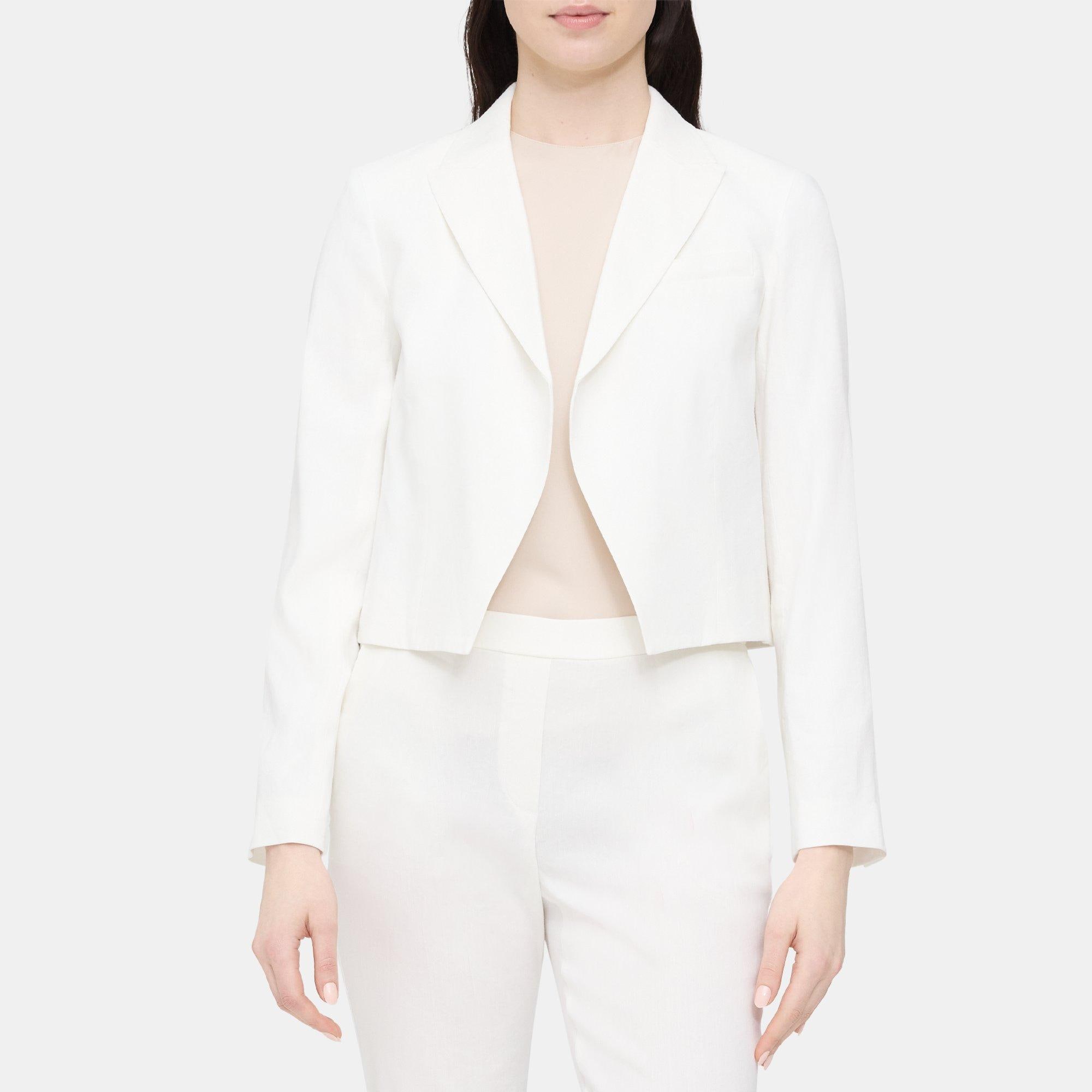 Theory Cropped Blazer in Linen-Blend