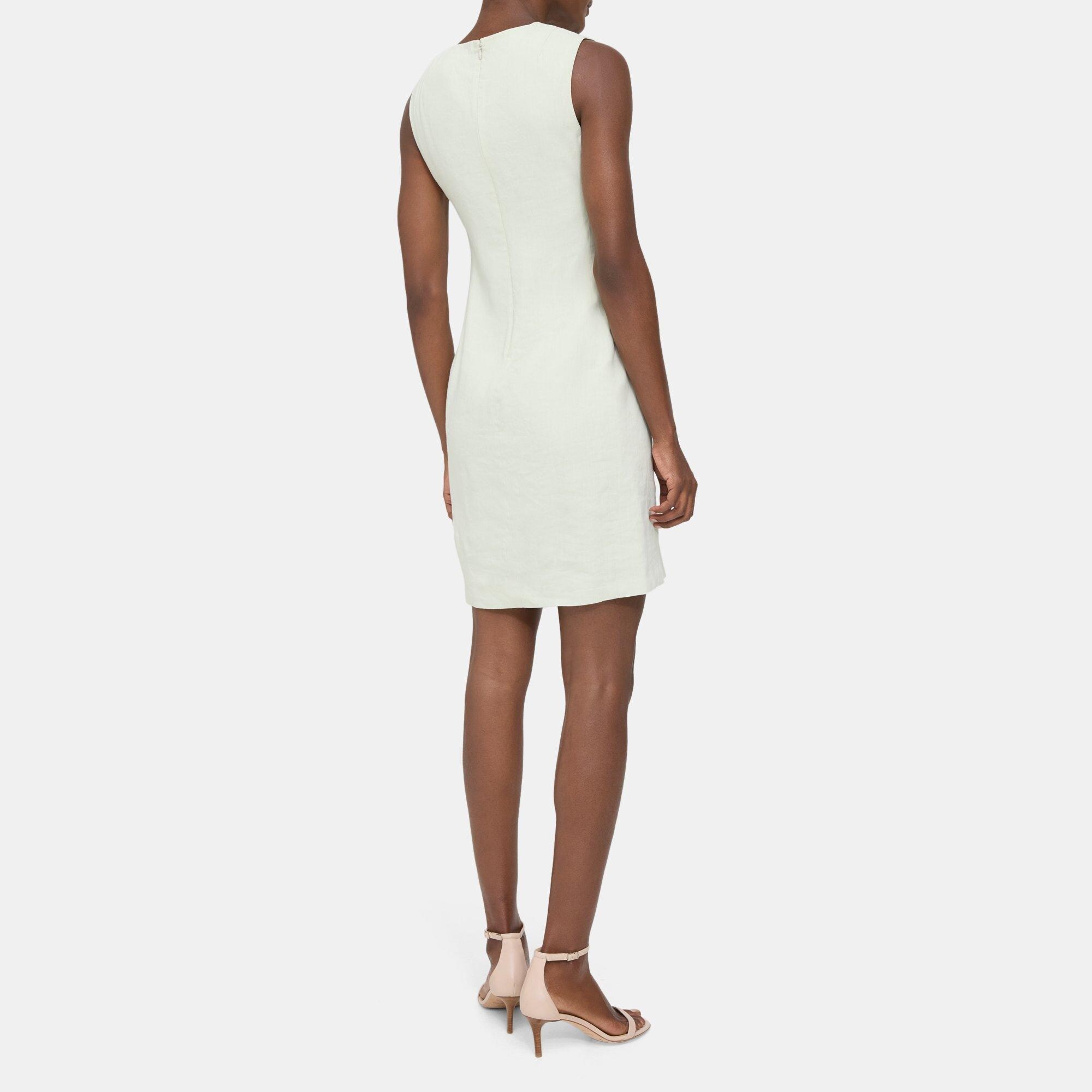 LinenBlend Sleeveless Fitted Dress Theory Outlet