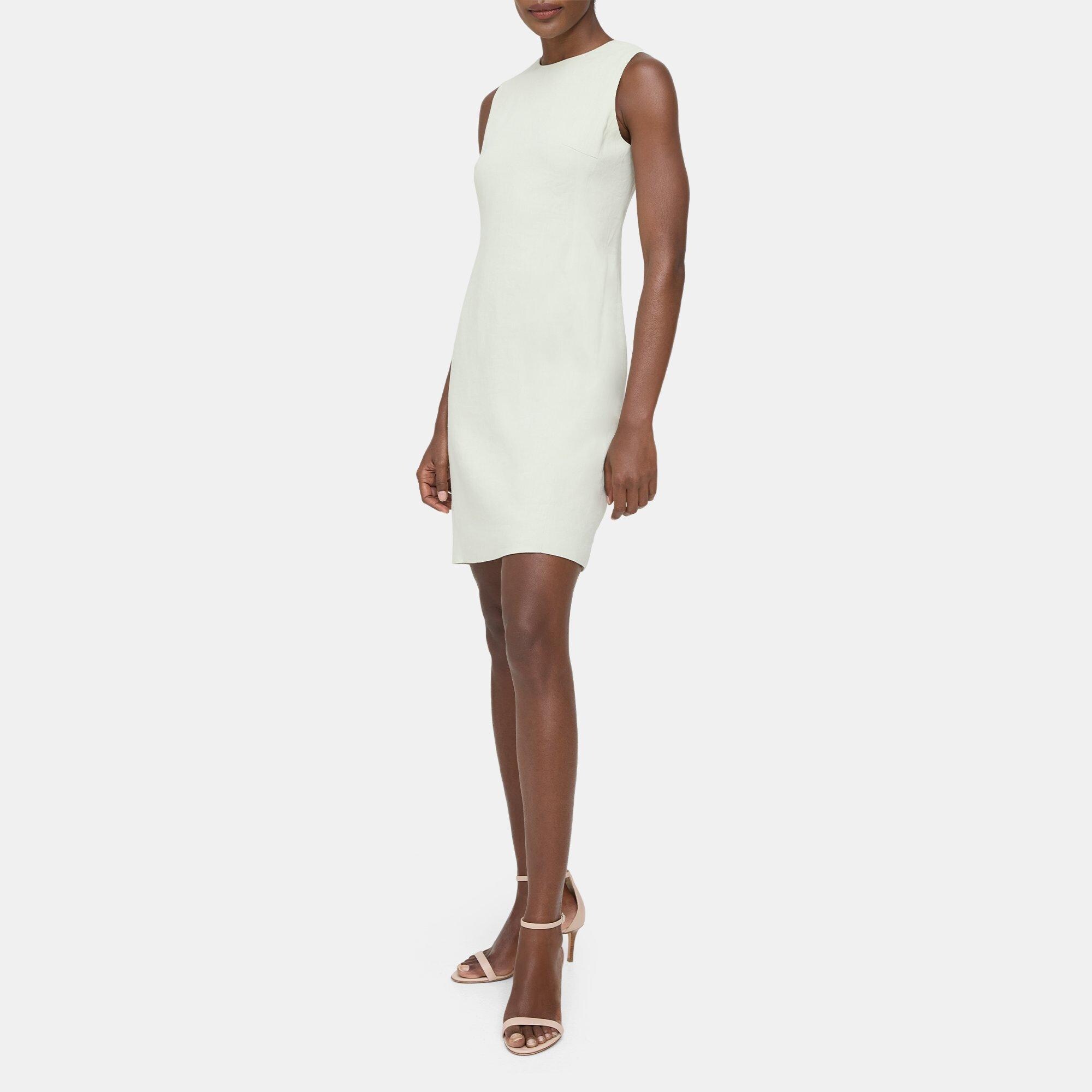 LinenBlend Sleeveless Fitted Dress Theory Outlet