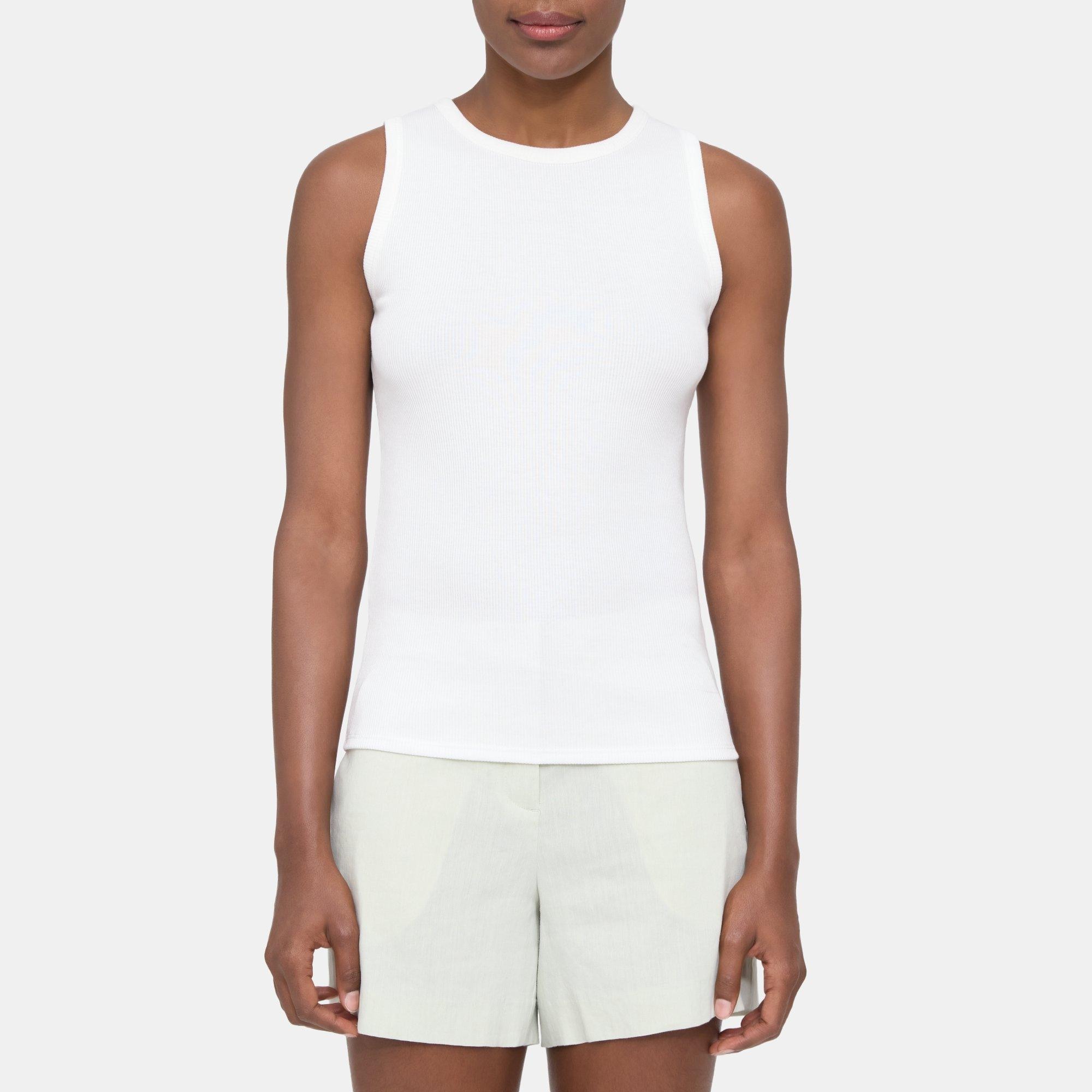 Theory Fitted Tank in Ribbed Modal Cotton