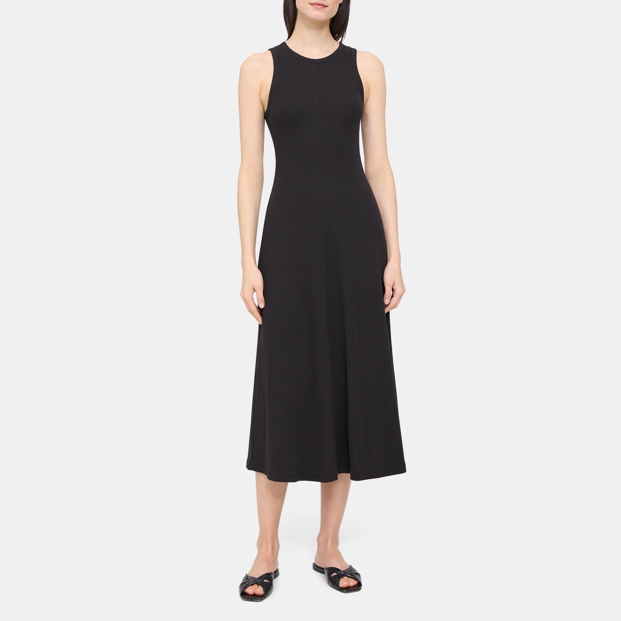 Ribbed Modal Cotton Racerback Midi Dress | Theory Outlet