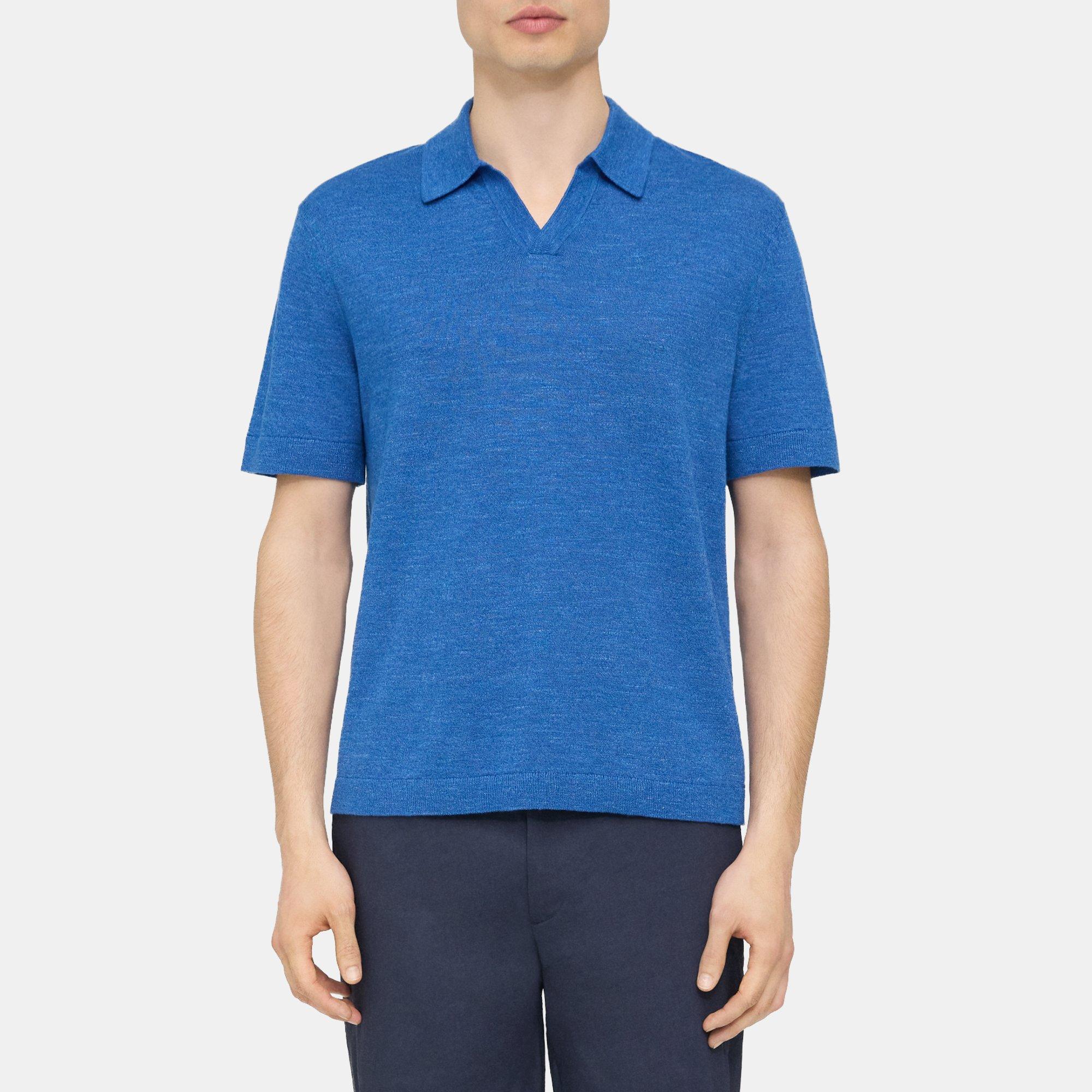 띠어리 Theory Polo Shirt in Cotton-Linen,SAIL BLUE