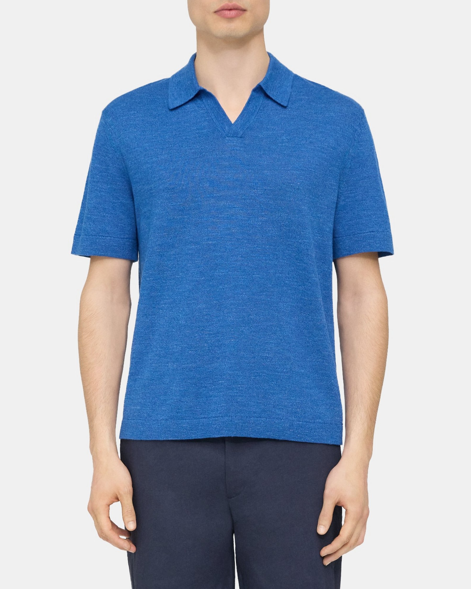 띠어리 Theory Polo Shirt in Cotton-Linen,SAIL BLUE