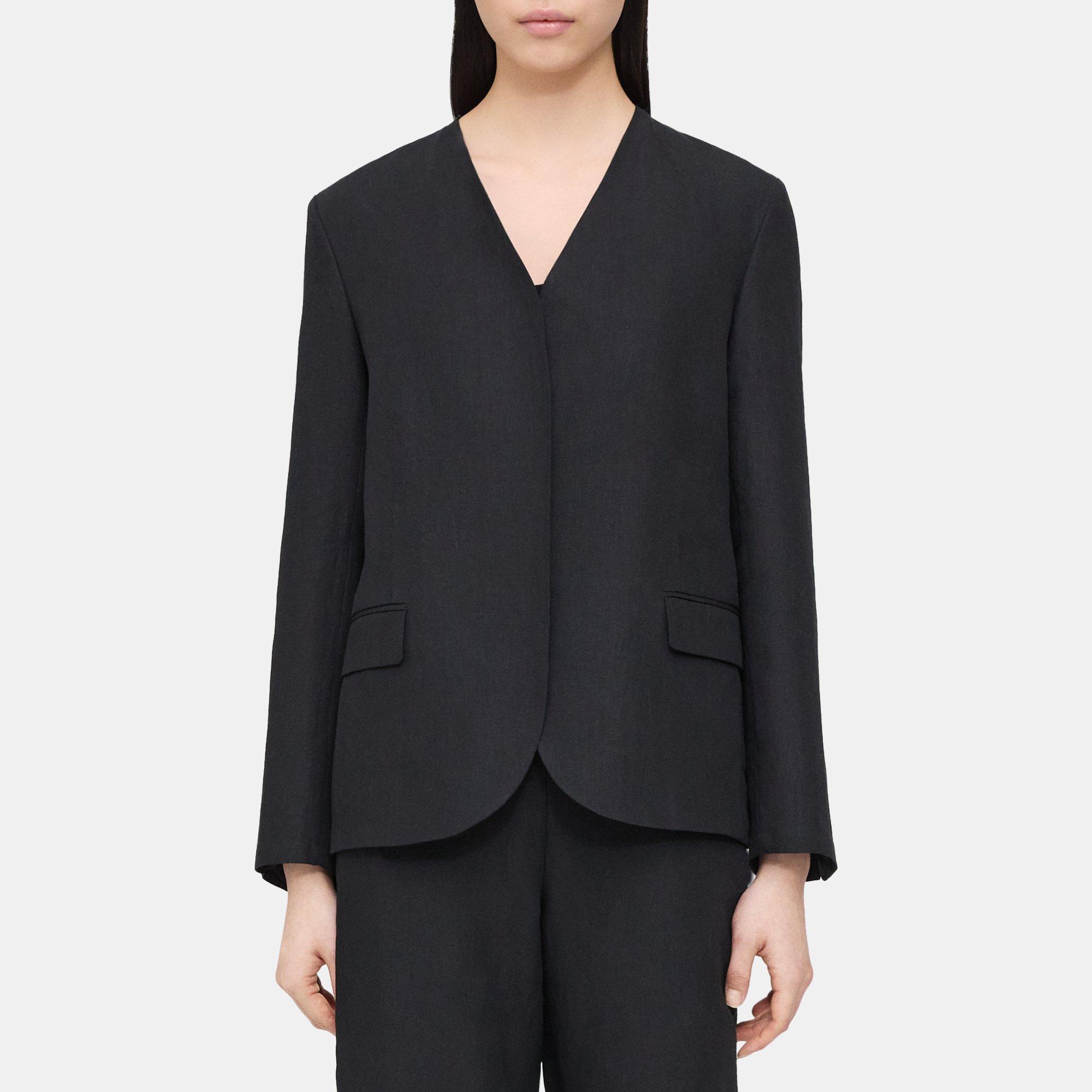 Linen Collarless Blazer | Theory Outlet