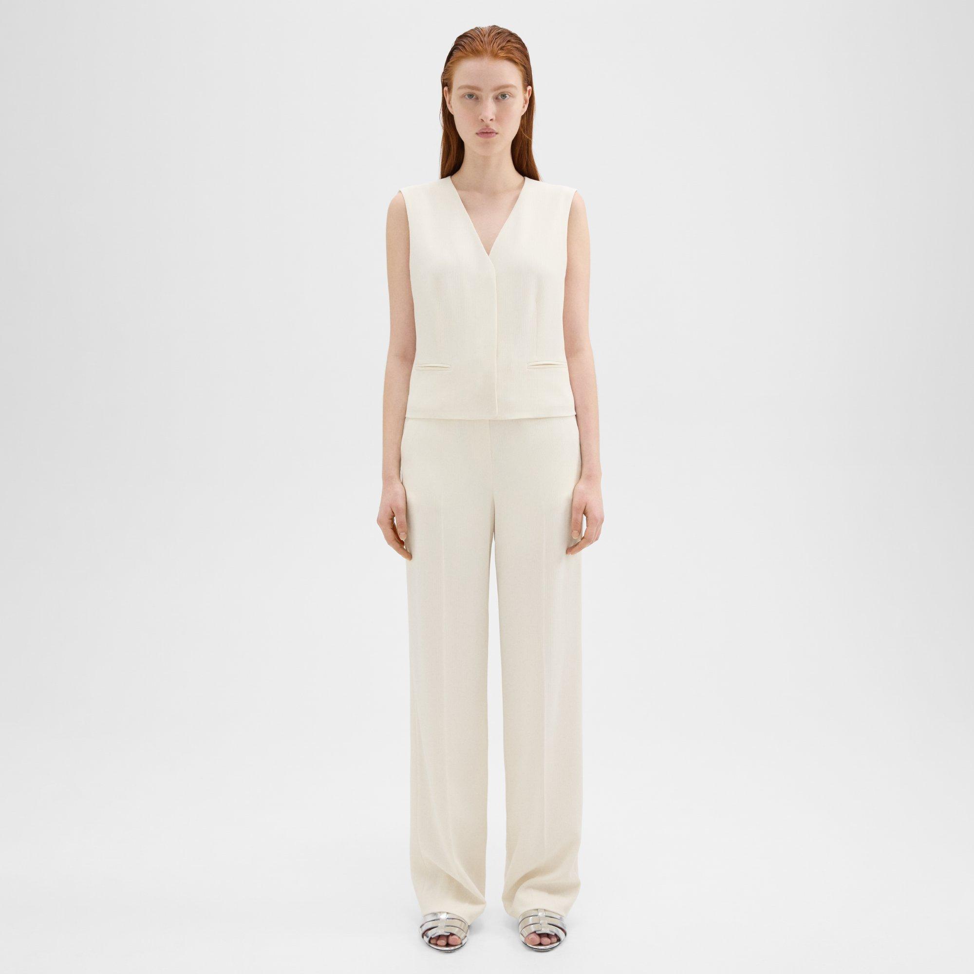 Striped Admiral Crepe High-Waist Wide-Leg Pant | Theory