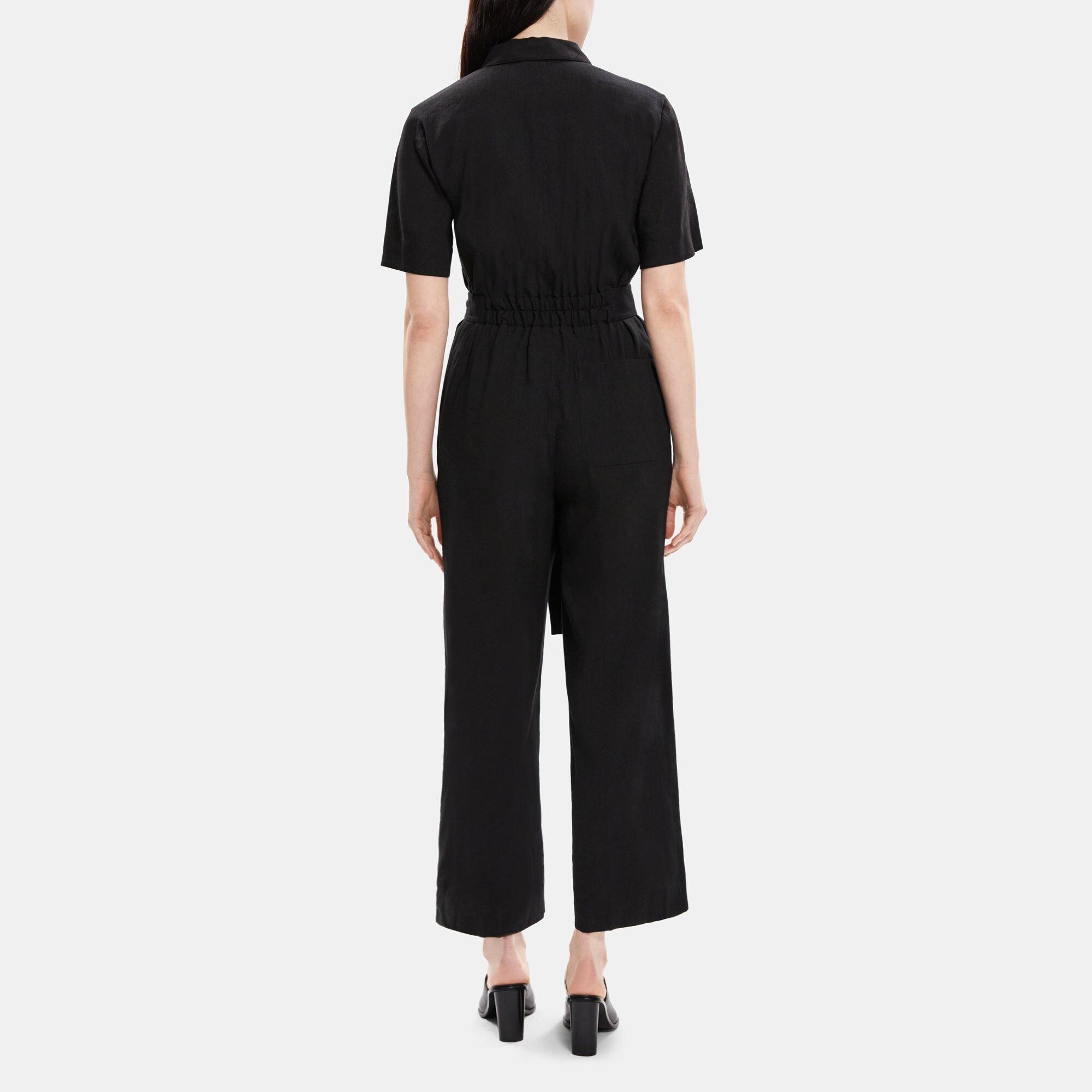 Linen-Blend Utility Jumpsuit | Theory Outlet