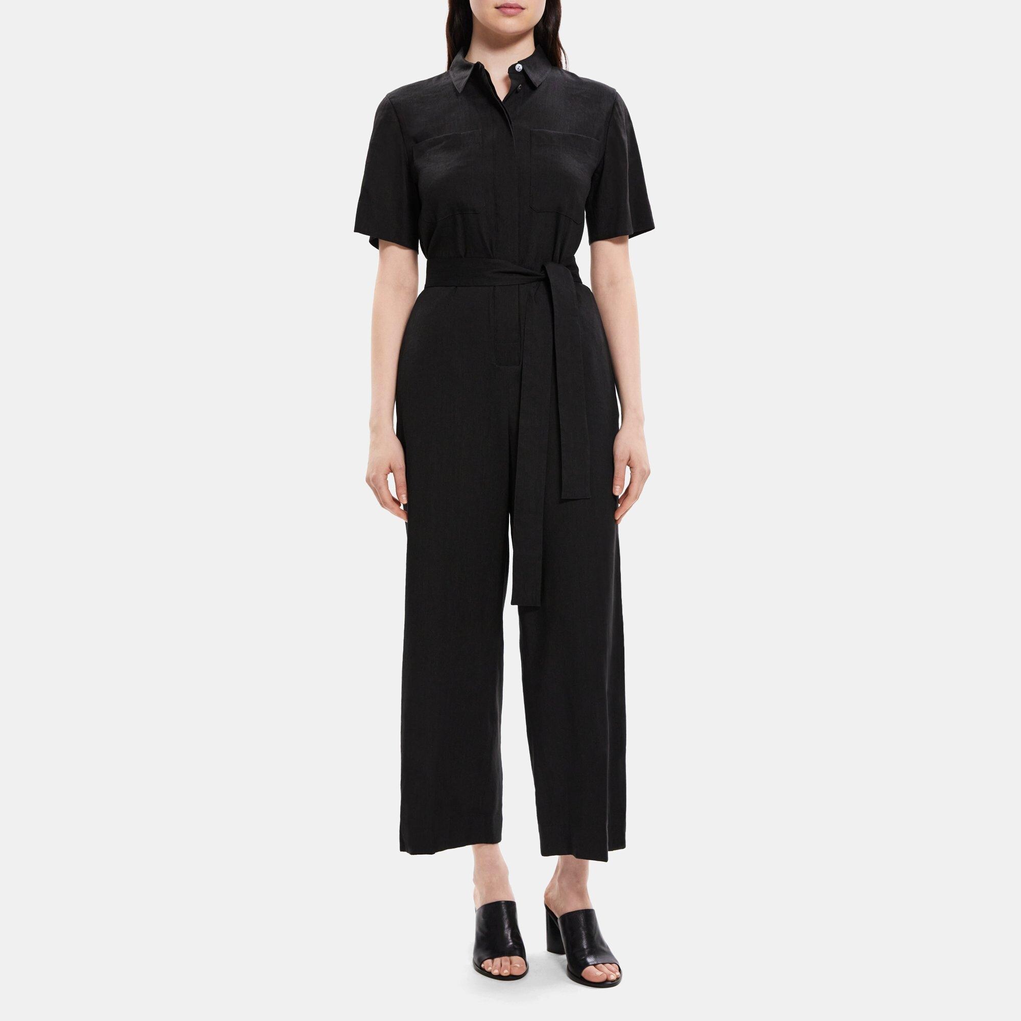 Linen-Blend Utility Jumpsuit | Theory Outlet