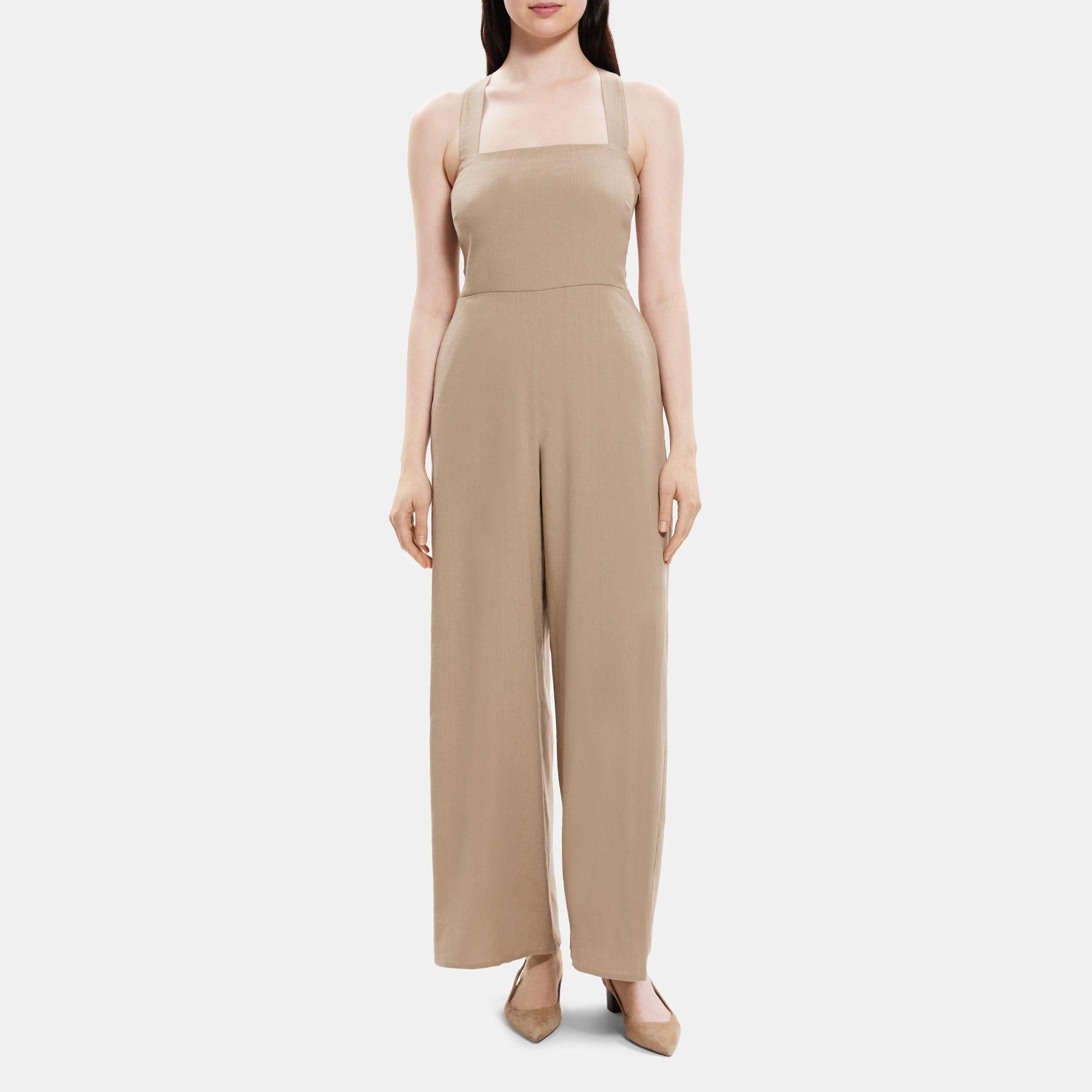 Theory Crossback Jumpsuit in Linen-Blend