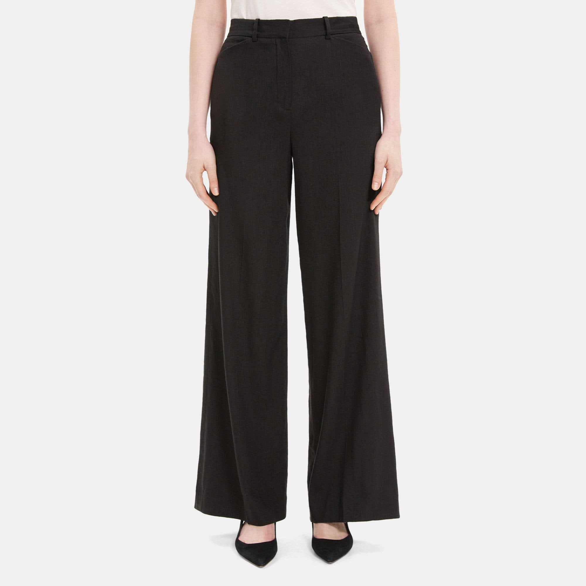 Theory Wide-Leg Pant in Linen-Blend