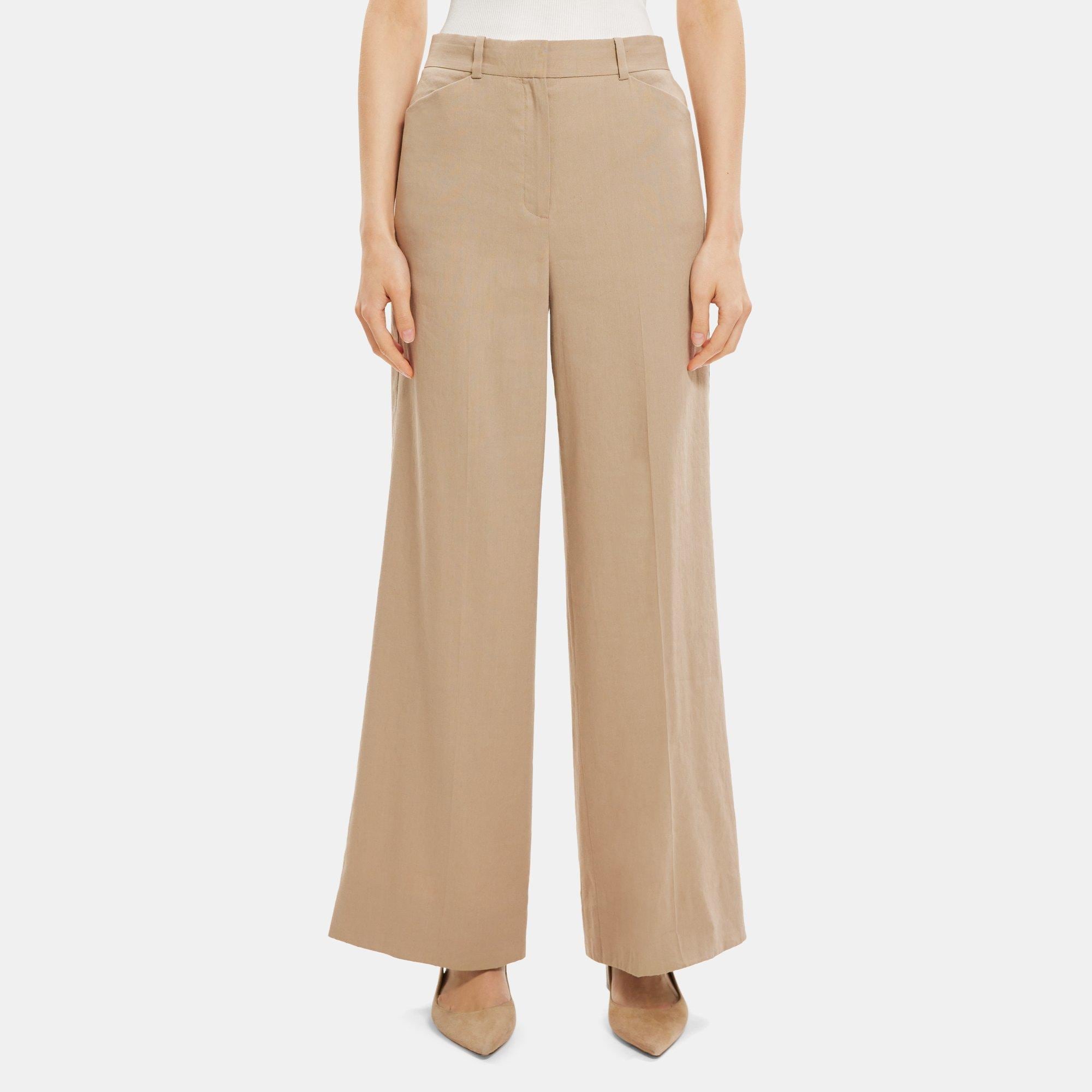 Linen-Blend Wide-Leg Pant | Theory Outlet