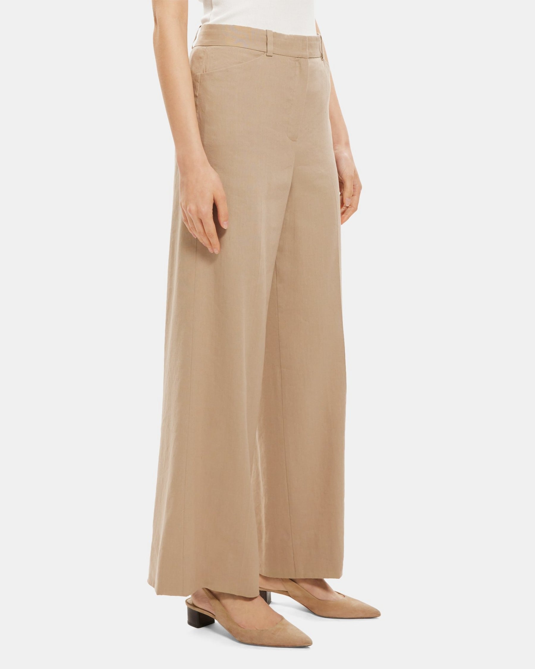 Linen-Blend Wide-Leg Pant | Theory Outlet