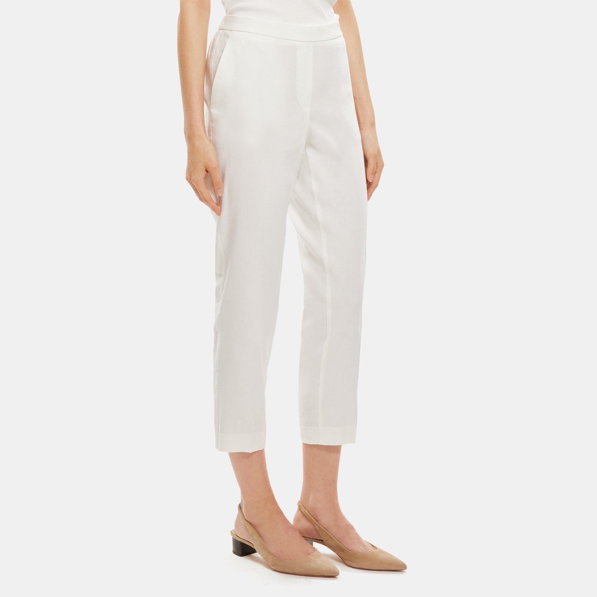 Cotton Blend Twill Cropped Pants