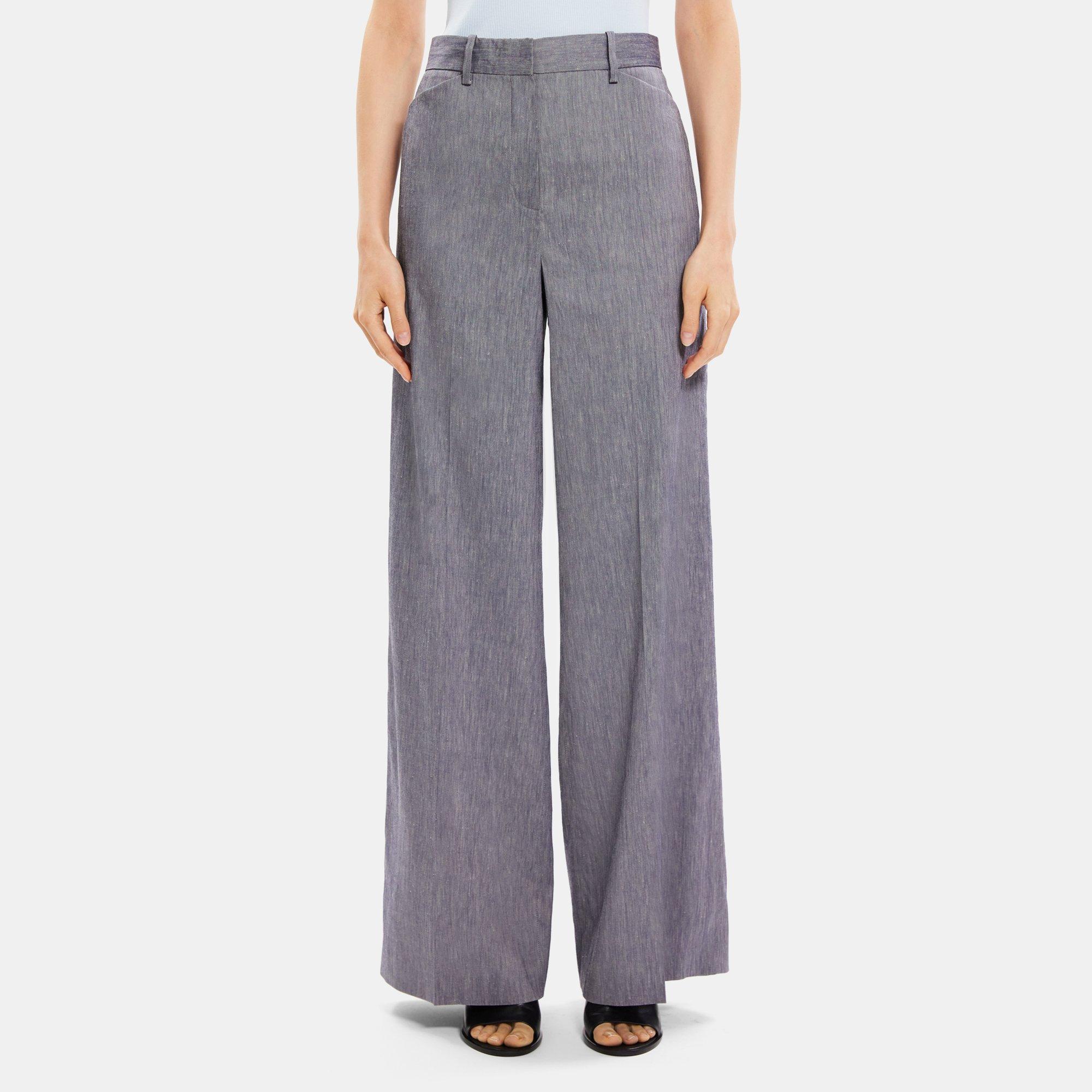 Linen-Blend Mélange Wide-Leg Pant | Theory Outlet