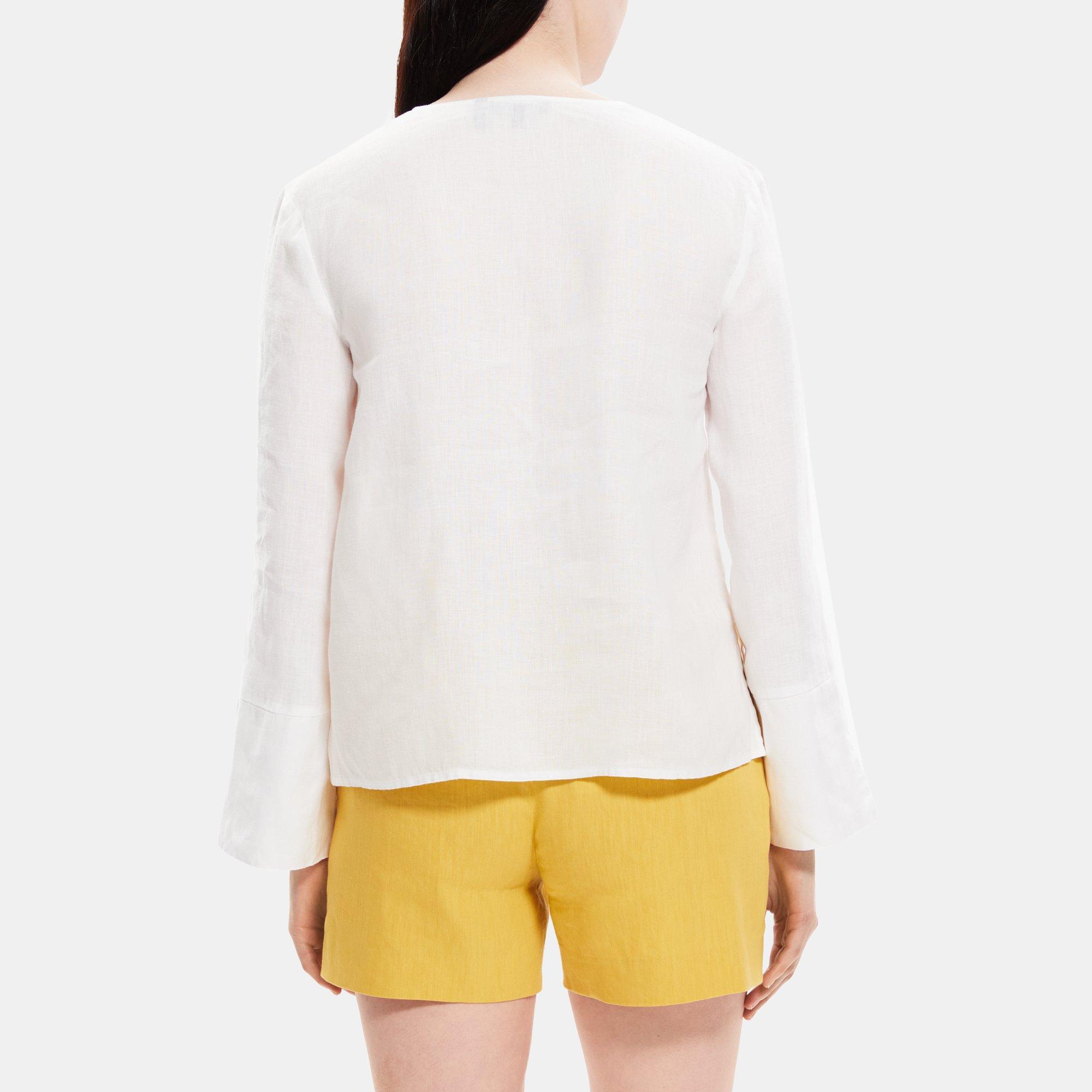 Linen Popover Shirt Theory Outlet